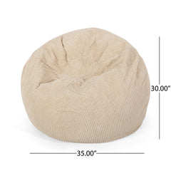 Modern Corduroy 3 Foot Beanbag - Ivory