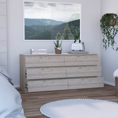6 Drawer Double Dresser - Light Gray