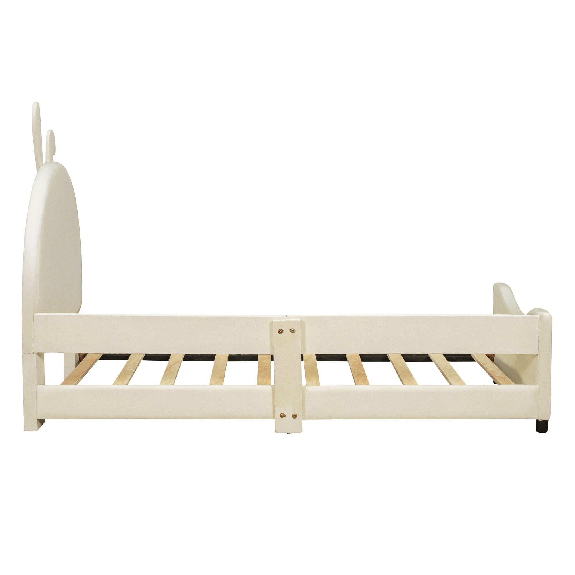Twin Size Upholstered Daybed with Rabbit Ear Shaped Headboard - Beige