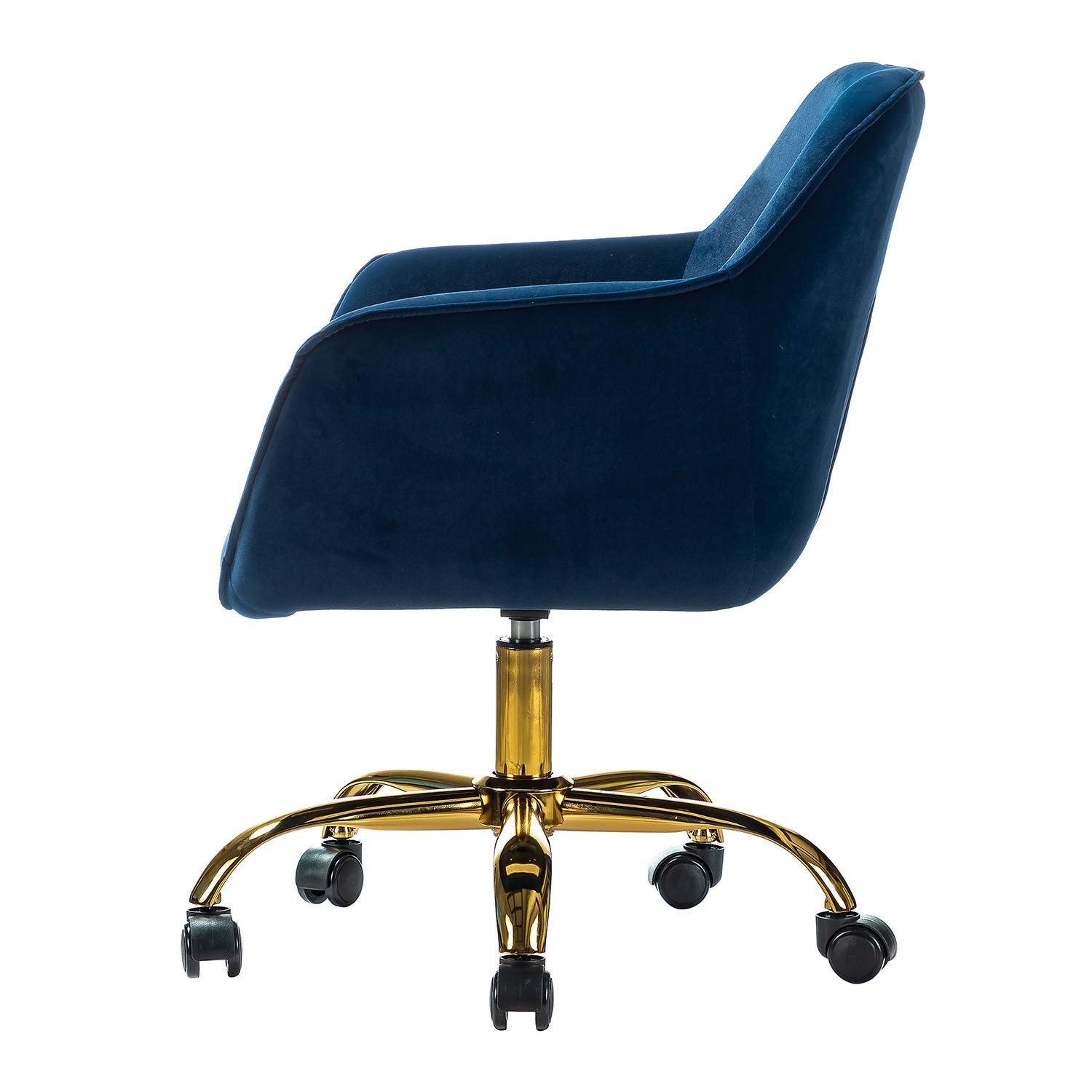 Task Chair With Tufted Back and Golden Base - Navy