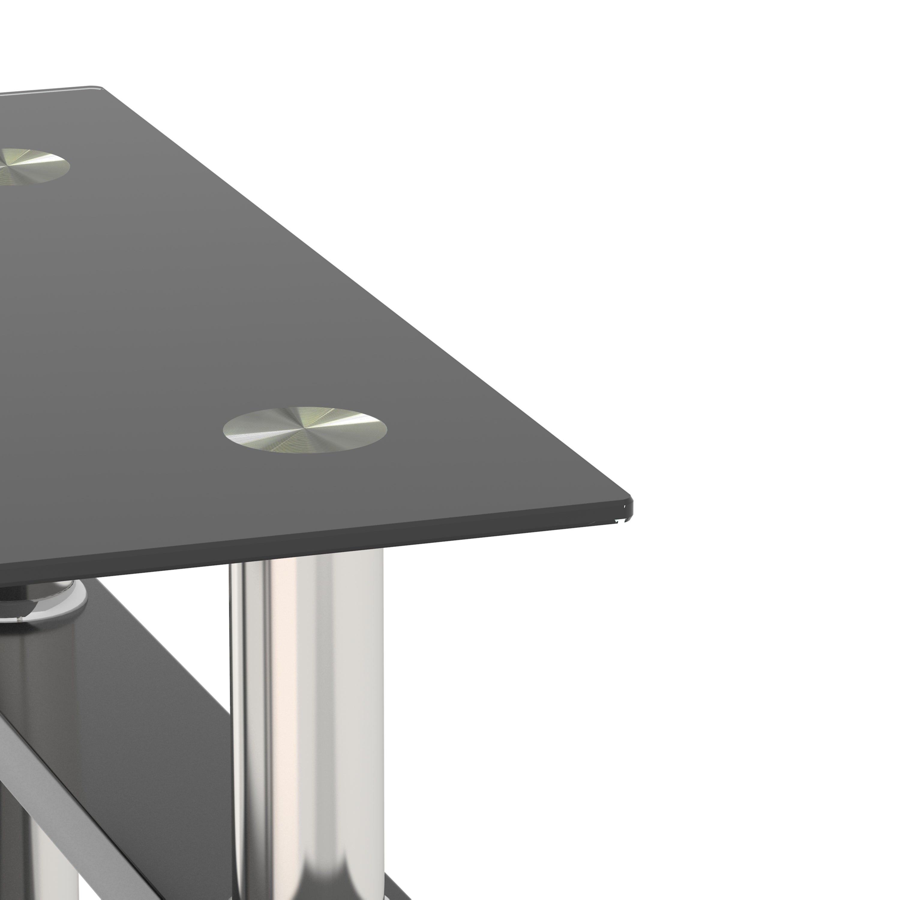 Set of 2 - Modern Tempered Glass Tea End Table - Black