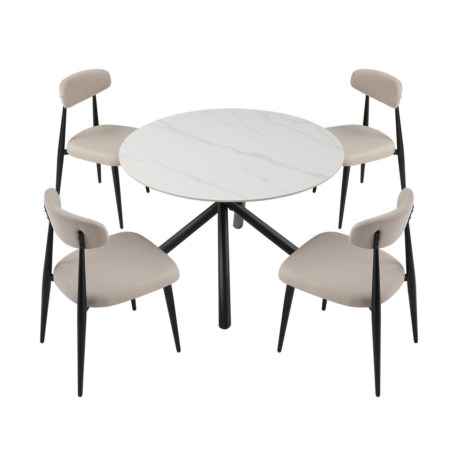 Dining Chairs  Upholstered Chairs with Metal Legs (Set of 6) - Light Grey