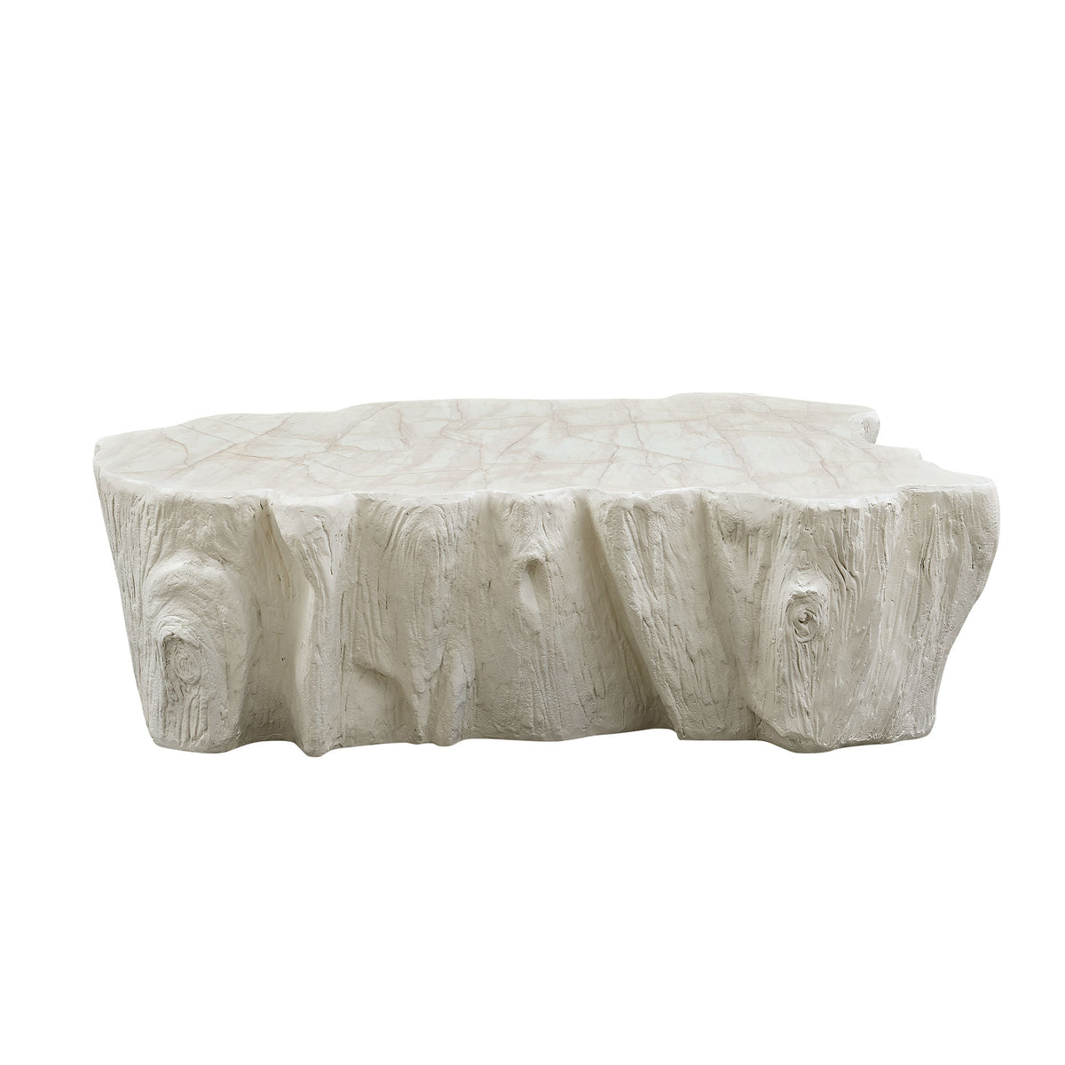 48.62 inch Unique Shape Coffee Table Sturdy Fiberglass Tea Table for Living Room No Need Assembly Beige