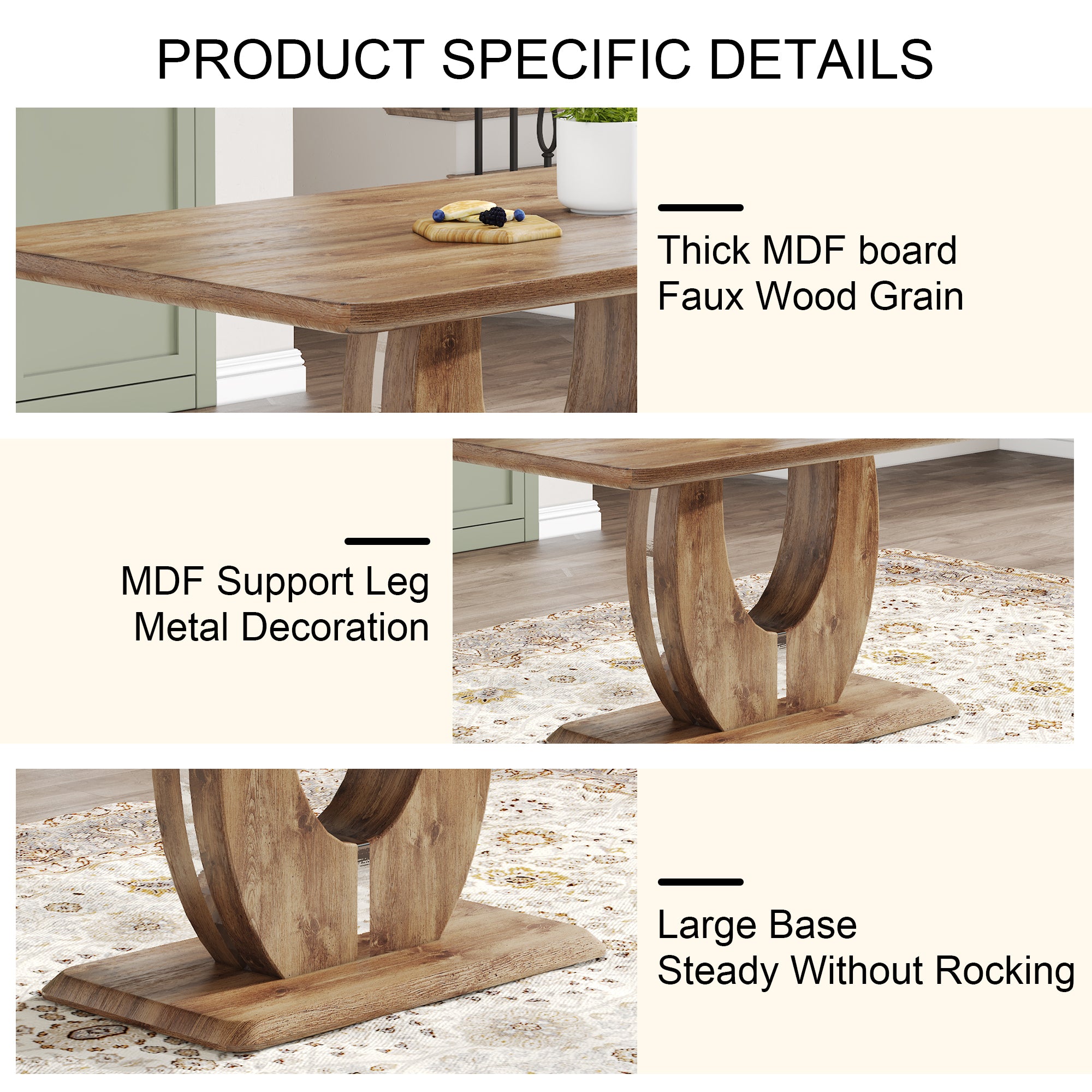 Set of 1 Dining Table and 4 Chairs - MDF rectangular - Brown