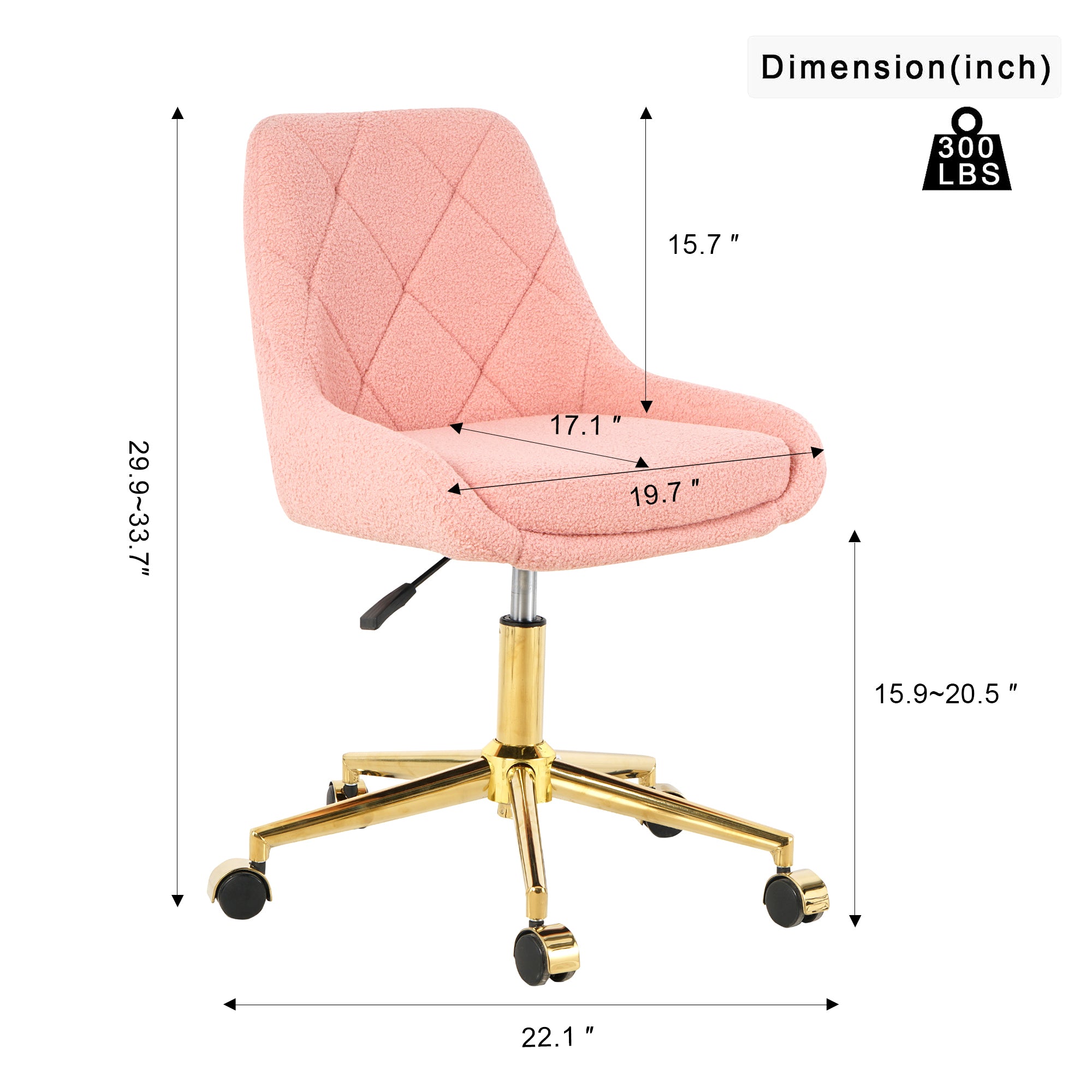 Modern Teddy Fleece Fabric with Gold Legs - Pink