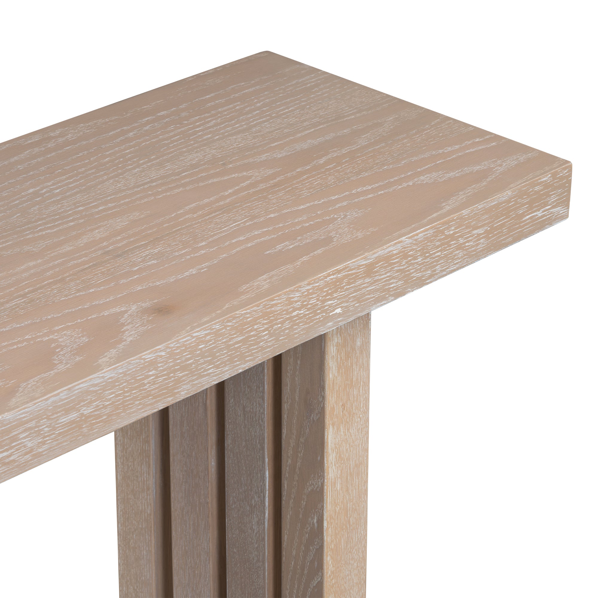 Uniquely Designed Oak Veneer Console Table with Distinctive Side Shapes - Natural