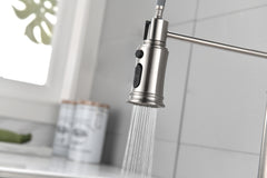 Single Handle Single Lever Pull Down Sprayer Spring Kitchen Sink Faucet - Brushed Nickel