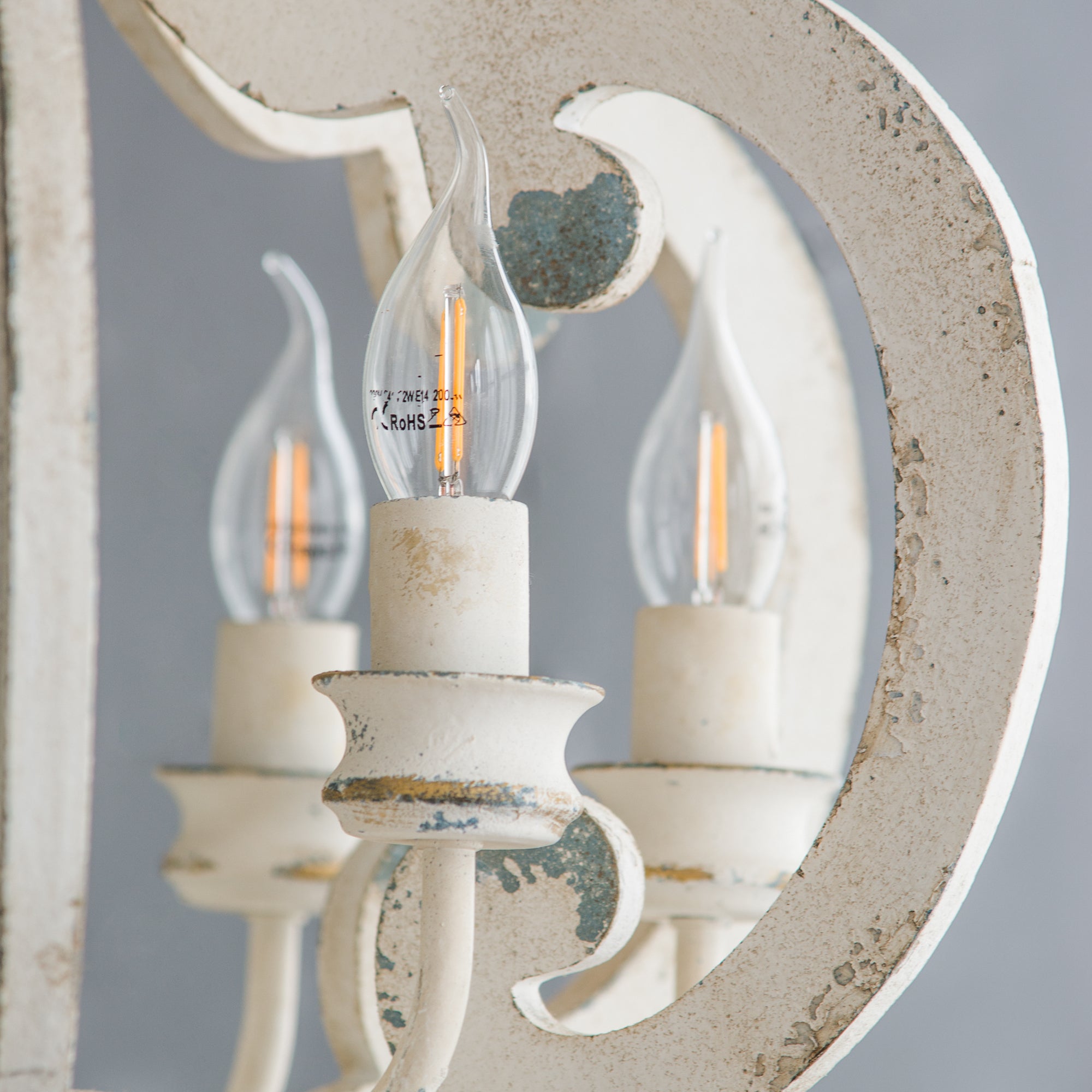 French Country Wood Chandelier, 6-Light Farmhouse Pendant Light Fixture with Adjustable Chain