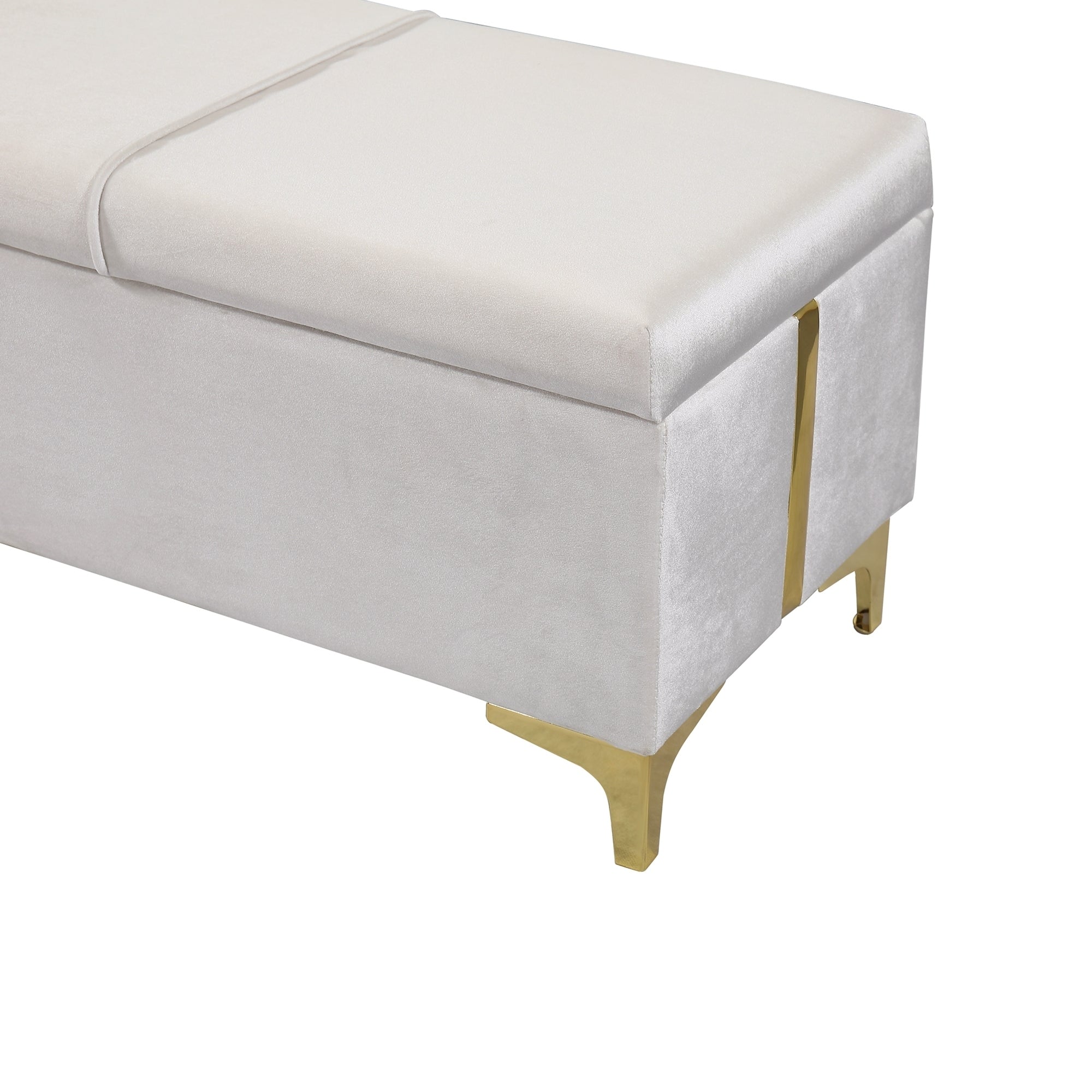 2-Pieces Bedroom Sets: Queen Size Upholstered Platform Bed + Storage Ottoman - Beige