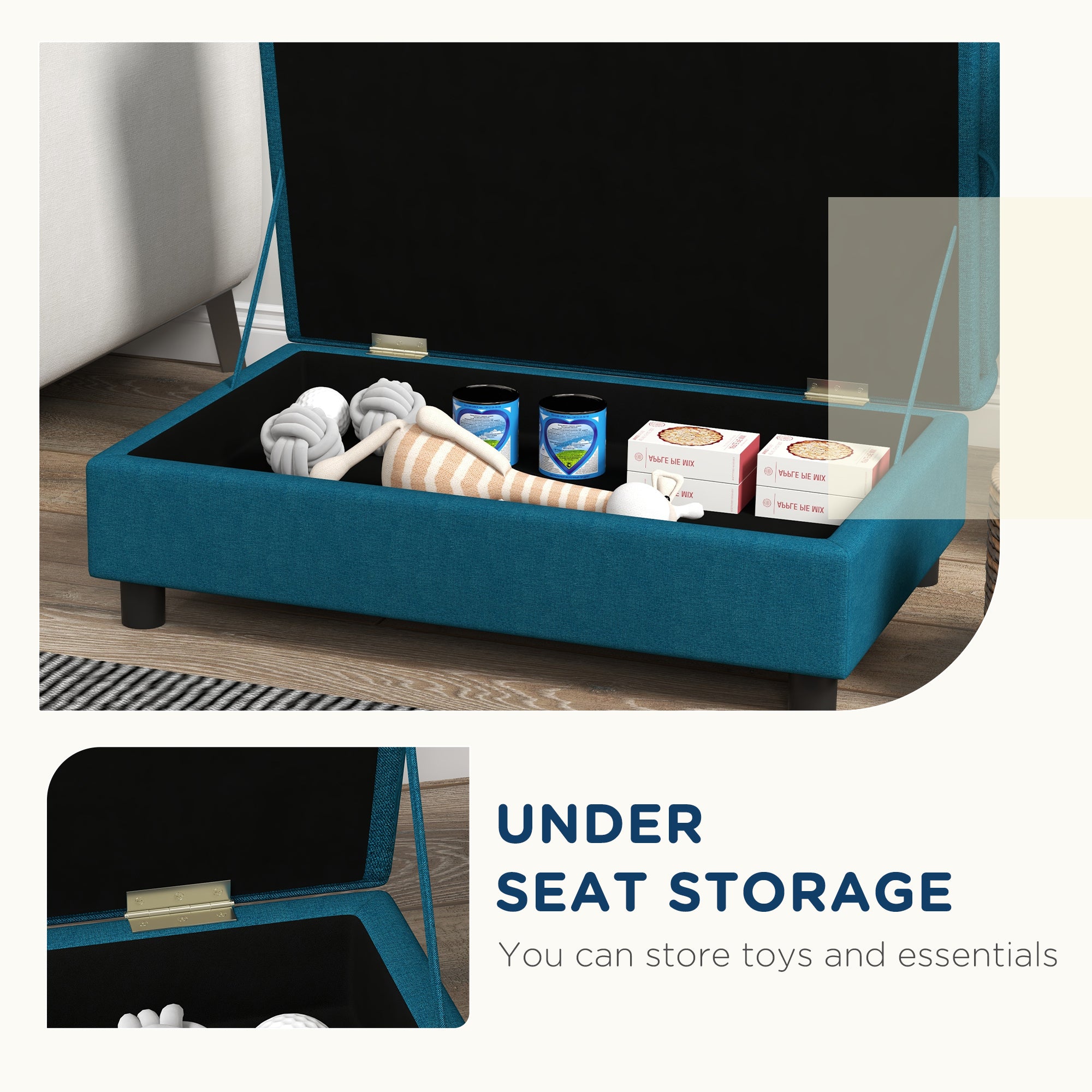 PawHut Pet Sofa, Dog Couch for Small and Medium Dogs, with Hidden Storage, Soft Tufted Cushion, Dark Blue