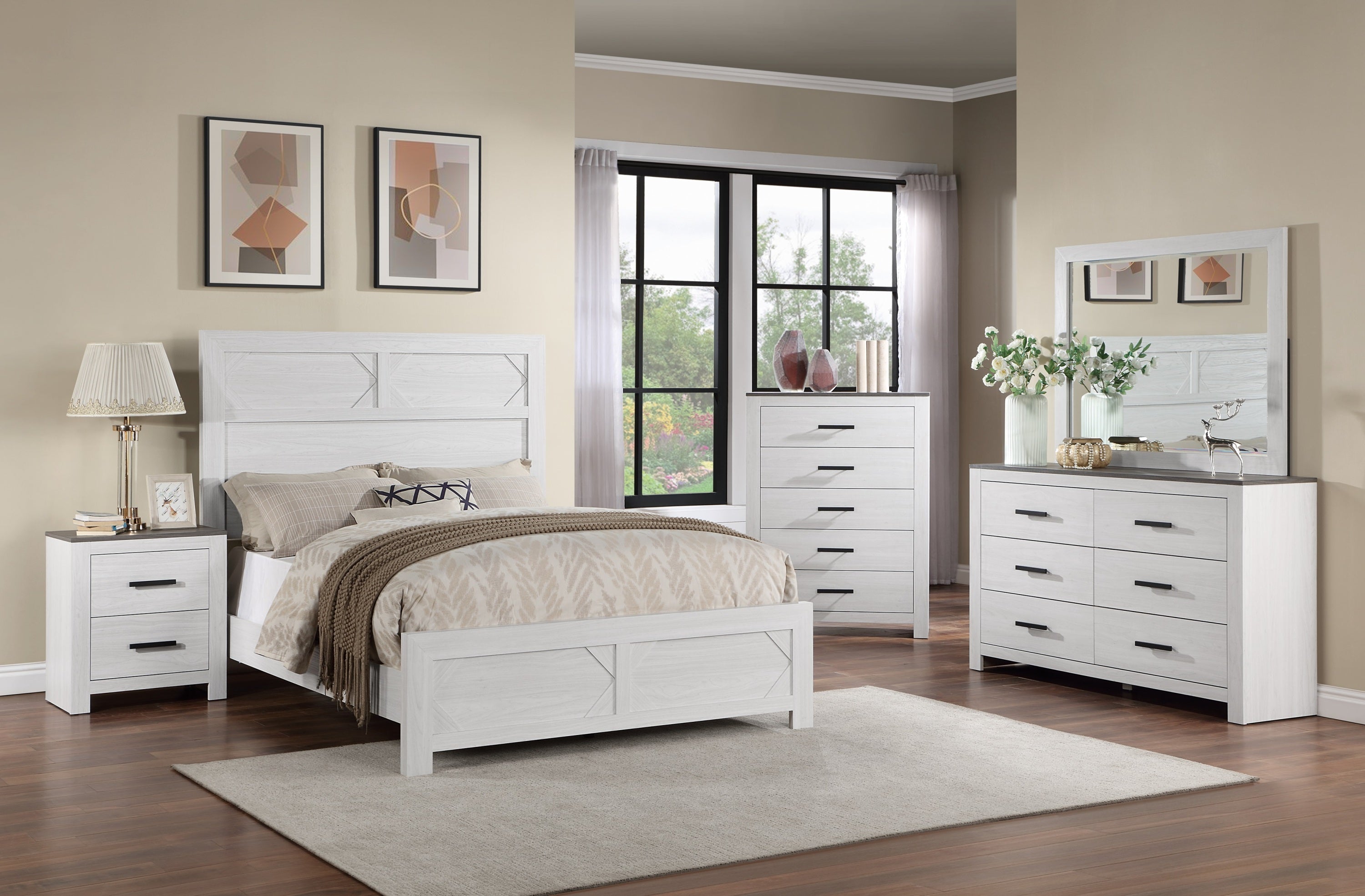 Nightstand 2-Drawers Bedside Table - White