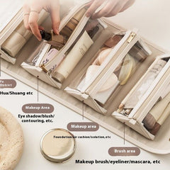 Travel Makeup Bag, Large Capacity Portable Cosmetic Storage Handbag, Waterproof