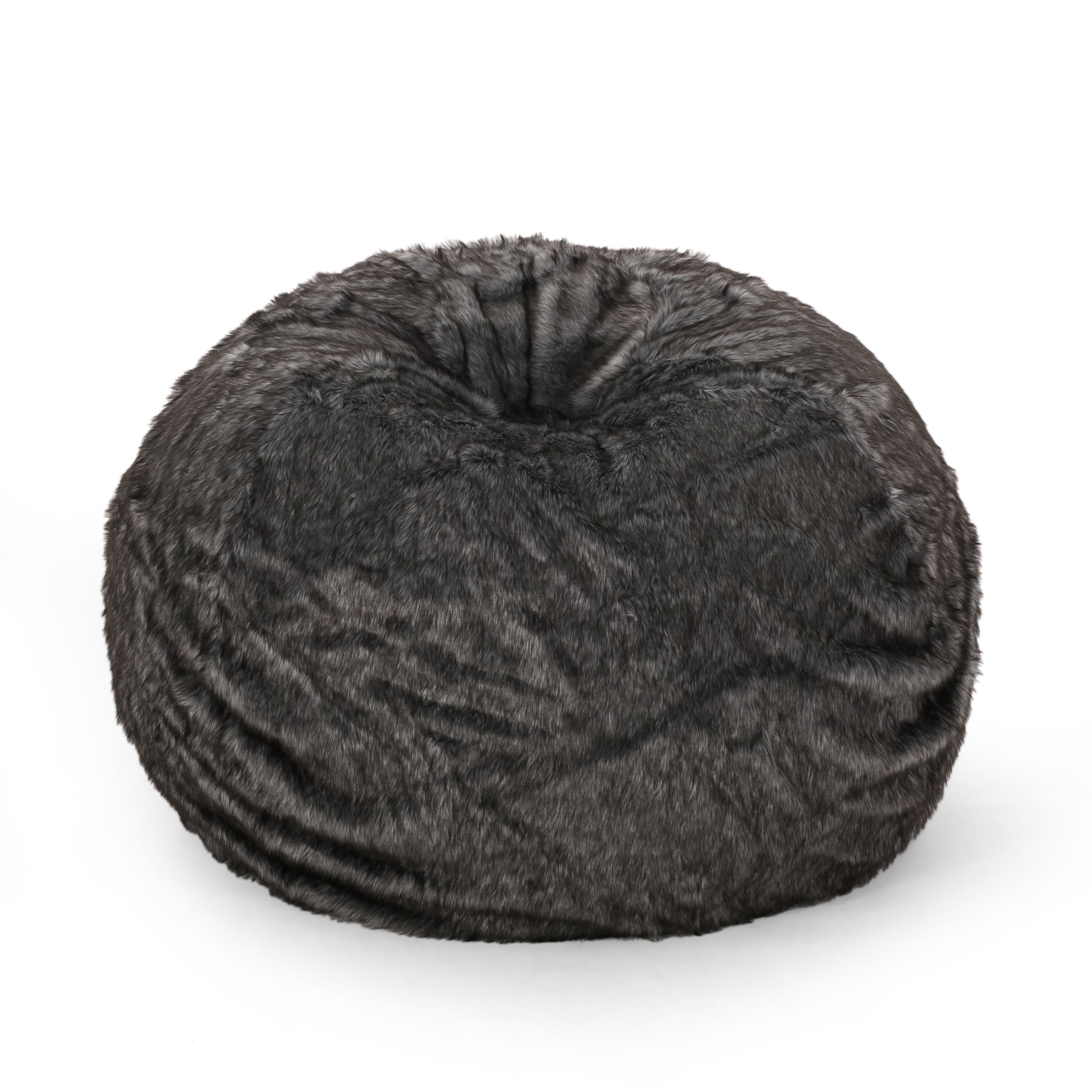 Modern Glam 5 Foot Short Faux Fur Bean Bag - Black and White