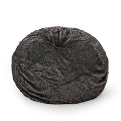 Modern Glam 5 Foot Short Faux Fur Bean Bag - Black and White