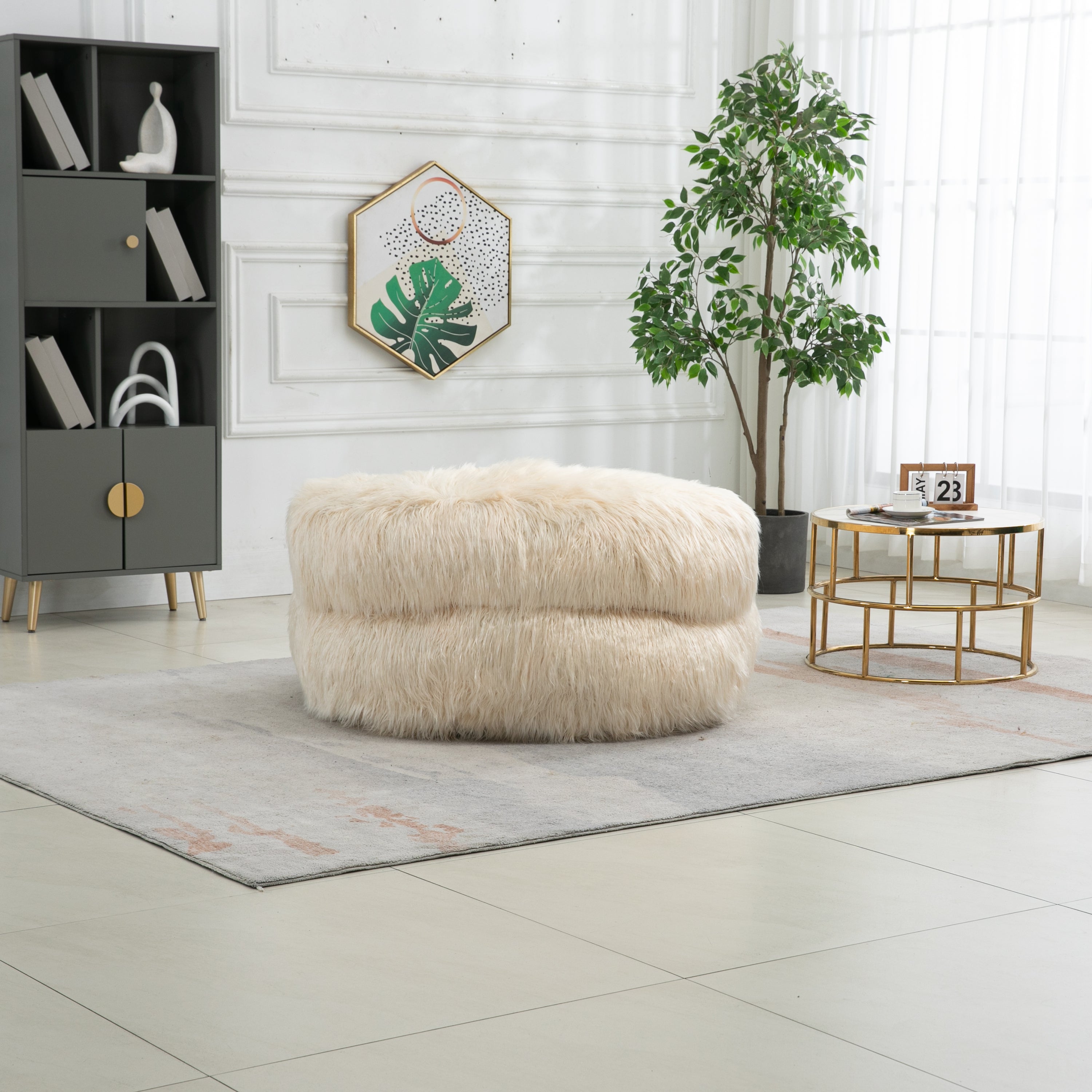 Bean Bag Chair Faux fur Lazy Sofa - Beige
