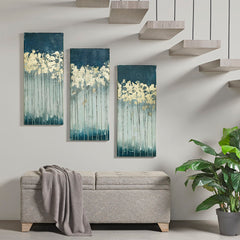 Midnight Forest Gold Foil Abstract 3-piece Canvas Wall Art Set