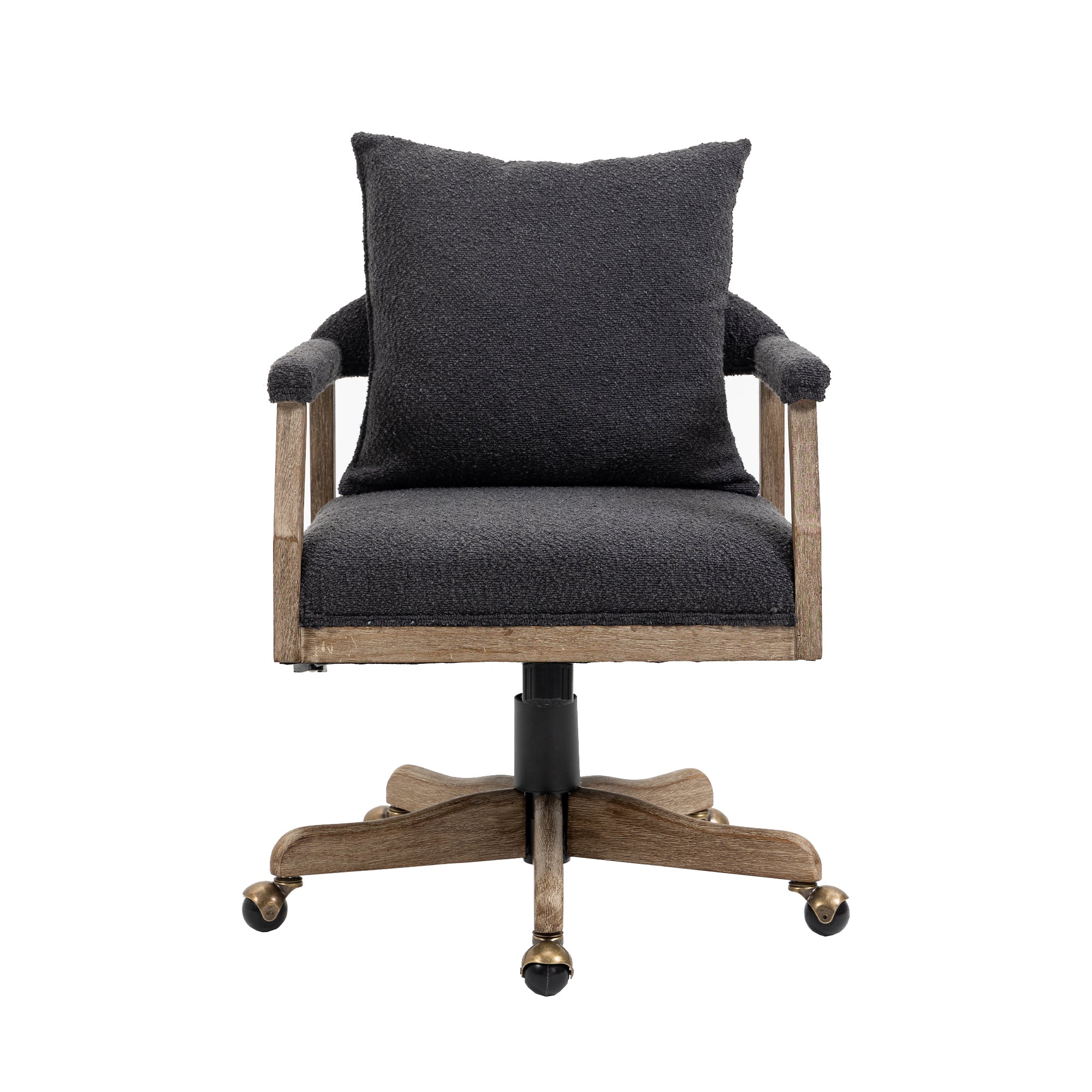 Chair Office Chair Adjustable Swivel Chair Fabric Seat Home Study Chair - Black