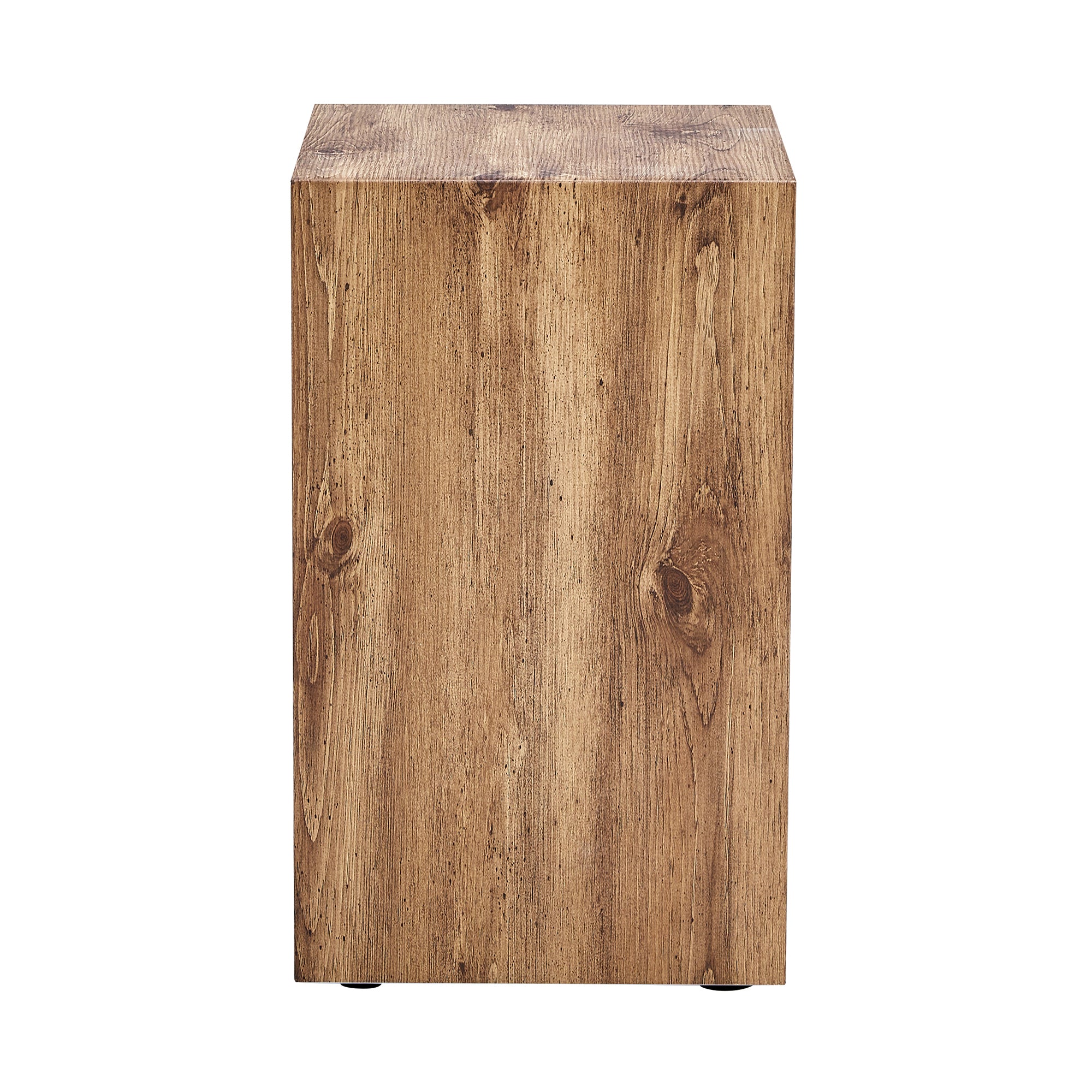 Rustic Minimalist Cube Side Table - Wood