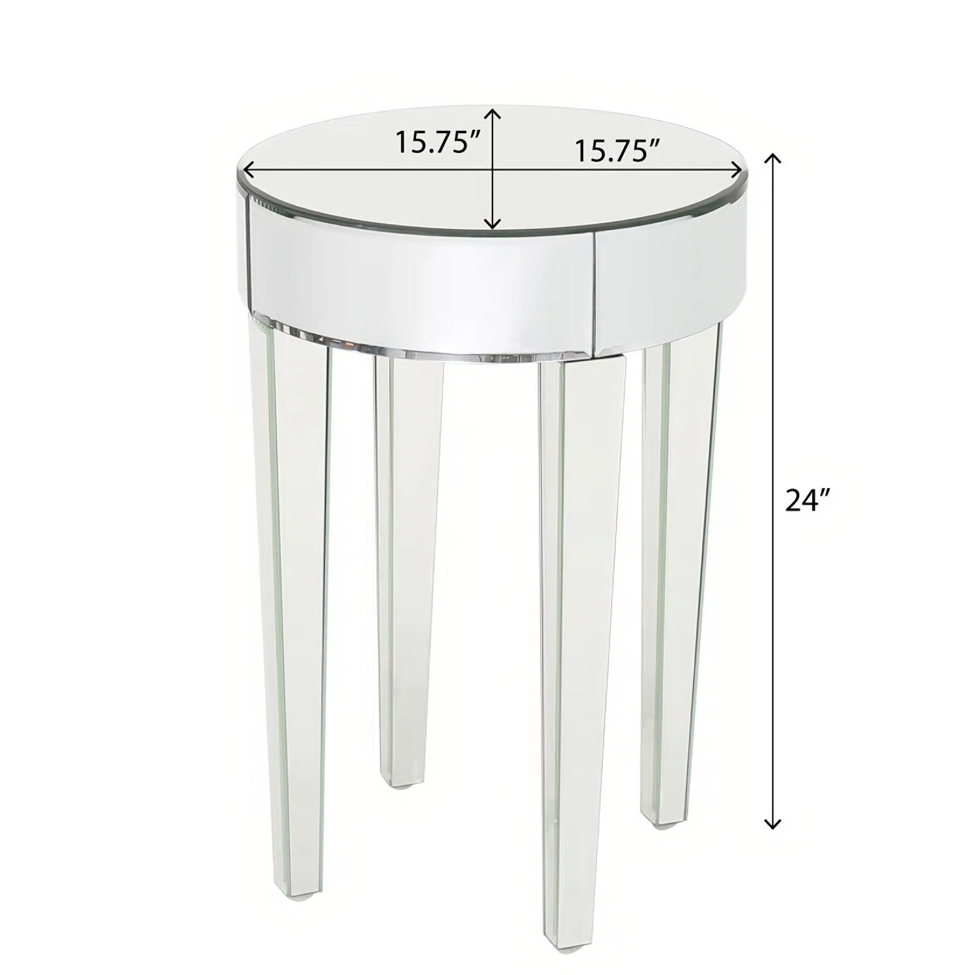 15.75'' Round Side Mirrored End Table Nightstand