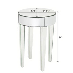 15.75'' Round Side Mirrored End Table Nightstand