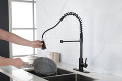 Stainless Steel Single Handle One Hole Kitchen Sink Faucet, Industrial 3-Hole Sink Faucet - Brushed Nickel