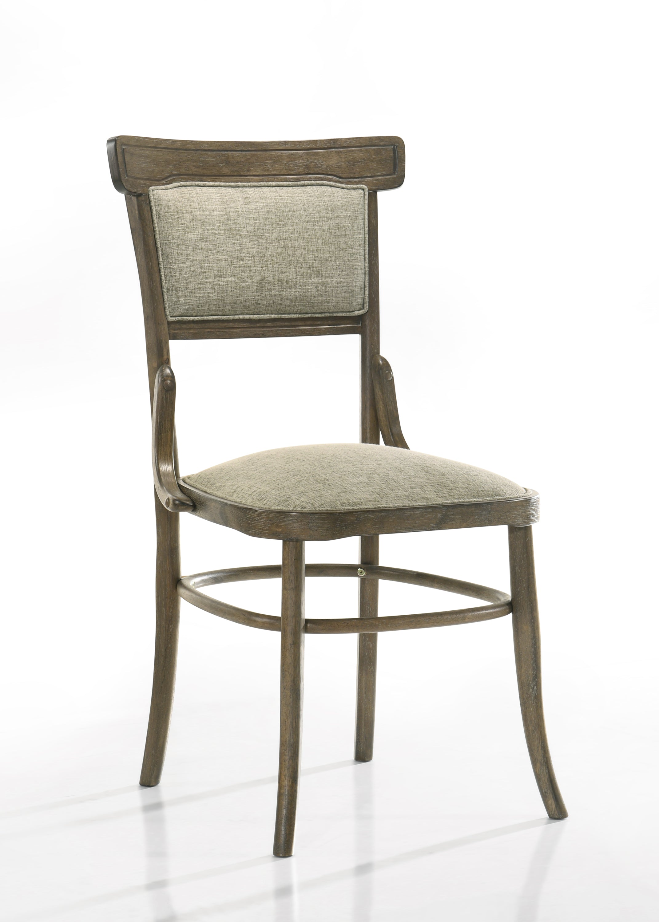 Vintage Walnut 9 Piece Dining Table with Extension Leaf and Off White Fabric Dining Chairs