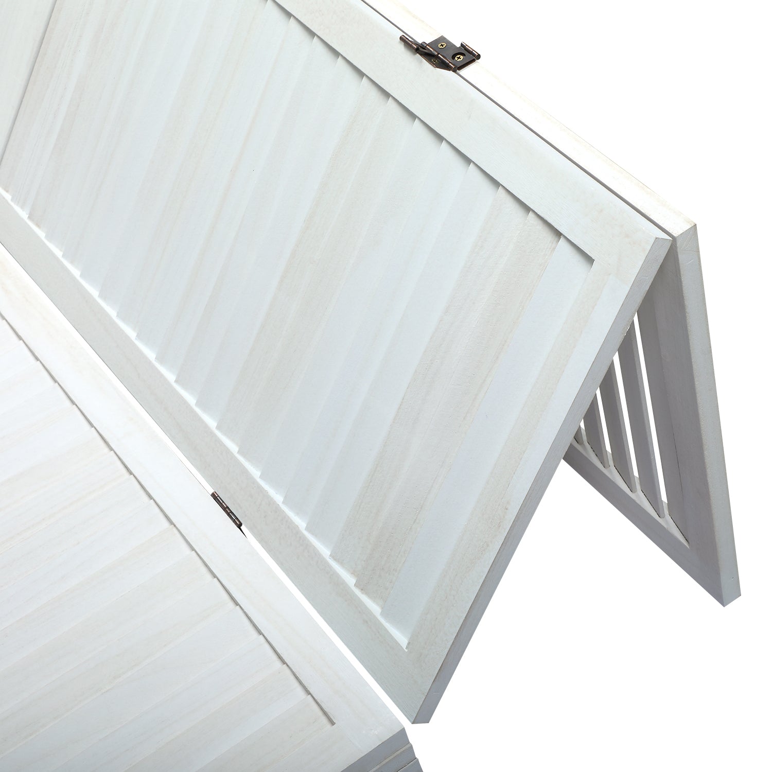 8 Panel Screen Folding Louvered Room Divider - White