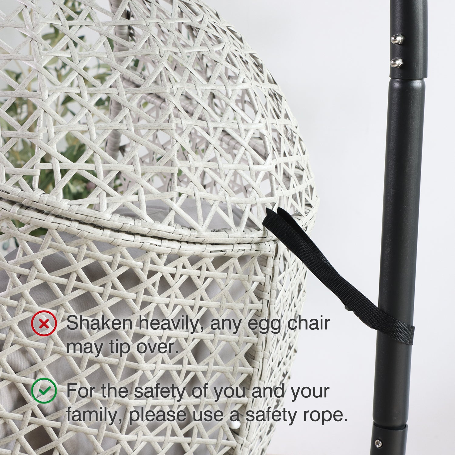 Large Hanging Egg Chair with Stand & UV Resistant Cushion with C-Stand for Outdoor/Indoor Space