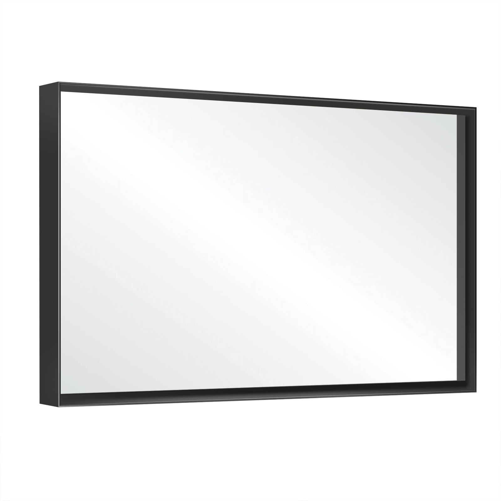 Black Rectangular Bathroom Mirror Square Angle Metal Frame 36x24inch (Horizontal & Vertical)