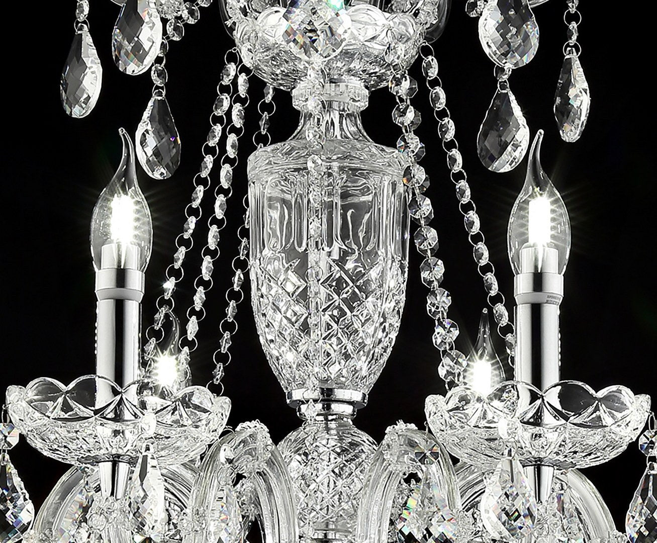 Luxury Silver Crystal 8-Led Light Chandelier 37" In
