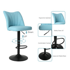 Set of 2 Swivel Bar Stools, Height Adjustable Counter Stool with Backs for Kitchen Island