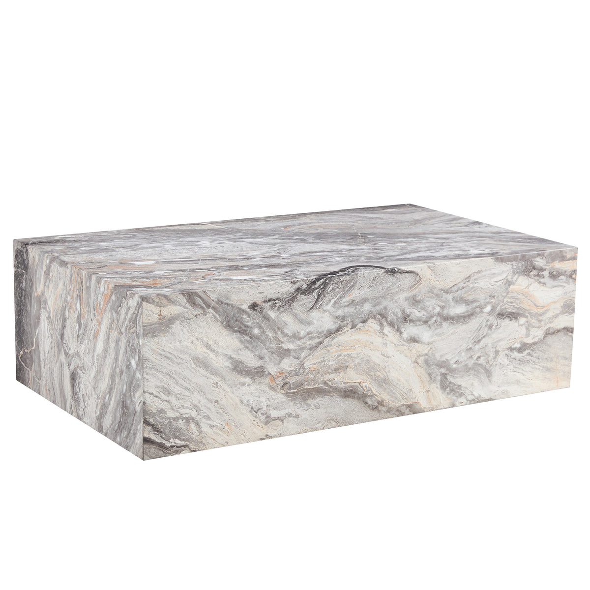 Luxurious Grey Stone Pattern MDF Coffee Table with Fashion Texture Design, 39.3x23.6x12 Inches