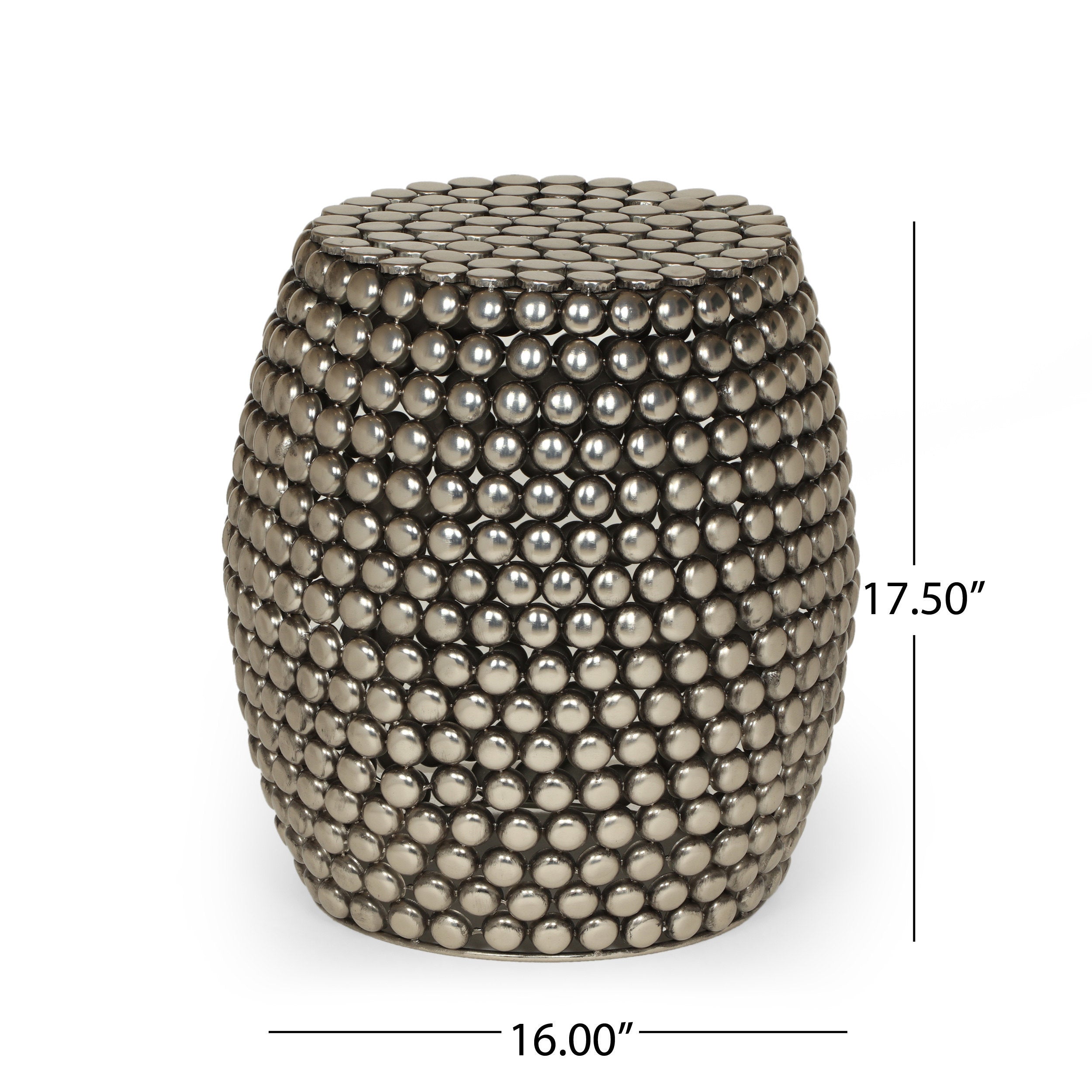 Barrel Shape Metallic Colors Side Table - Nickel Iron
