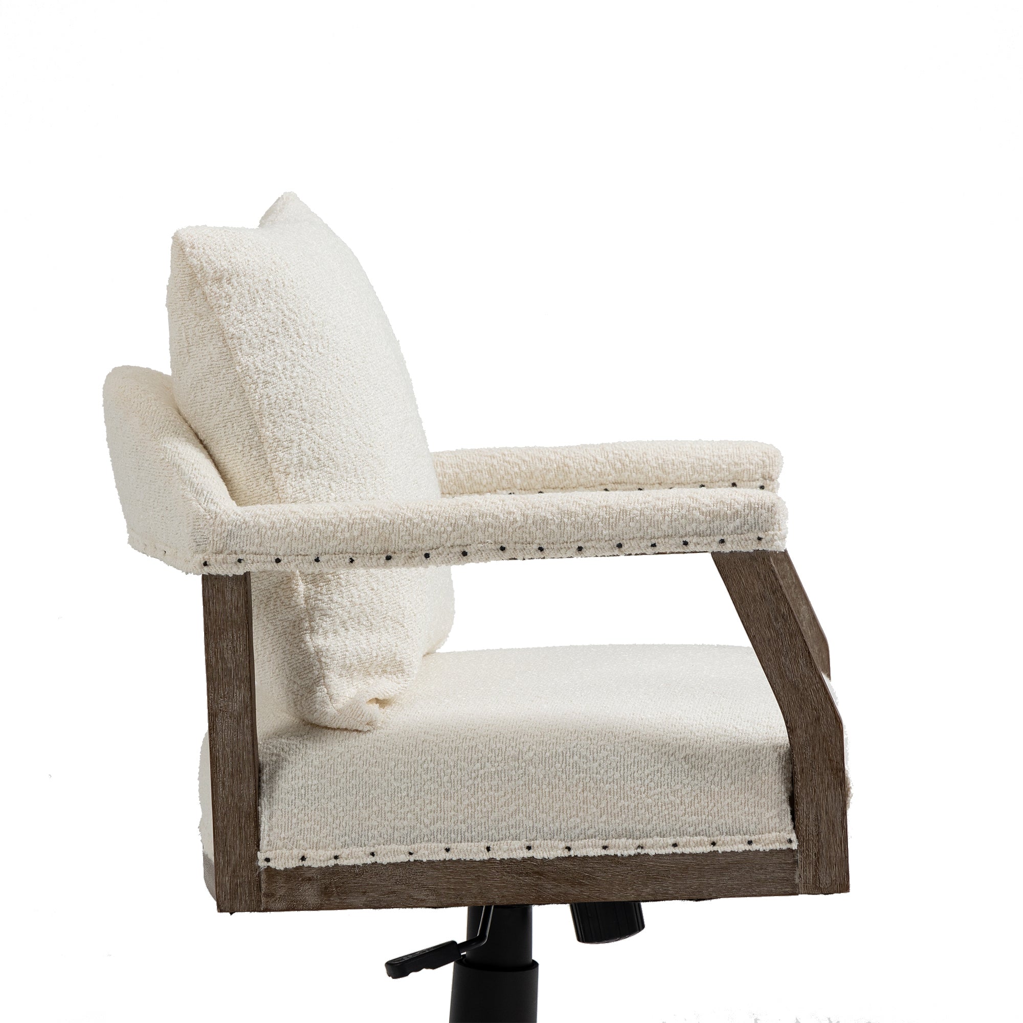 Office Chair Adjustable Swivel Chair Fabric Seat Home Study Chair - Beige