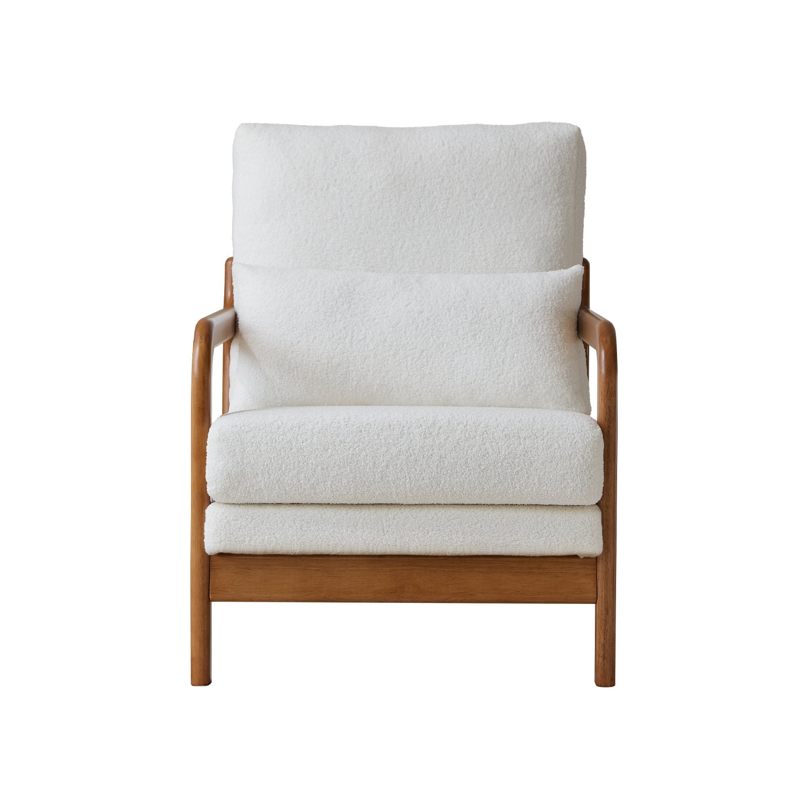 Modern Teddy Fabric Accent Chair Wood Frame - White