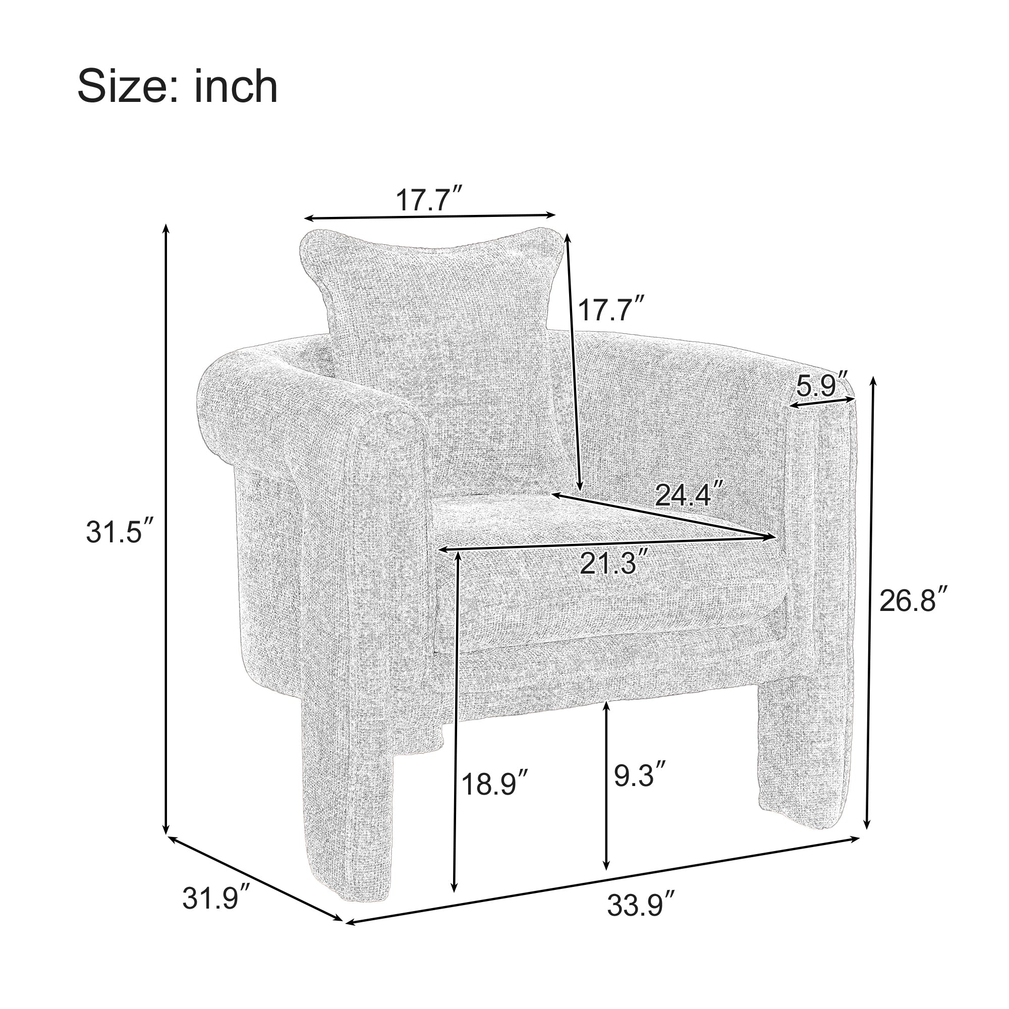 Modern Style Accent Chair Armchair for Living Room, Bedroom, Guest Room,Office, Ivory