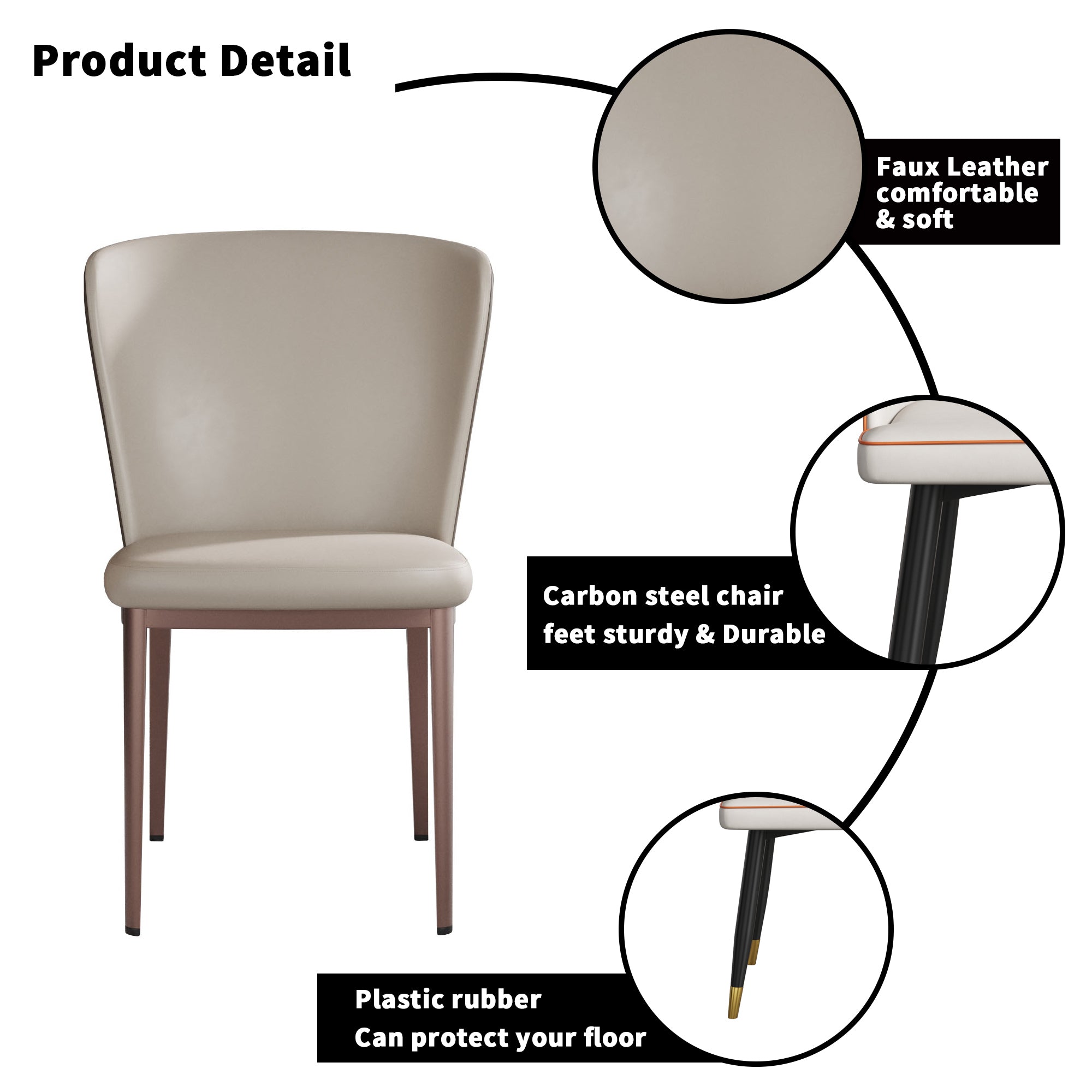 Modern Dining Chairs - White + Grey (Set of 2)
