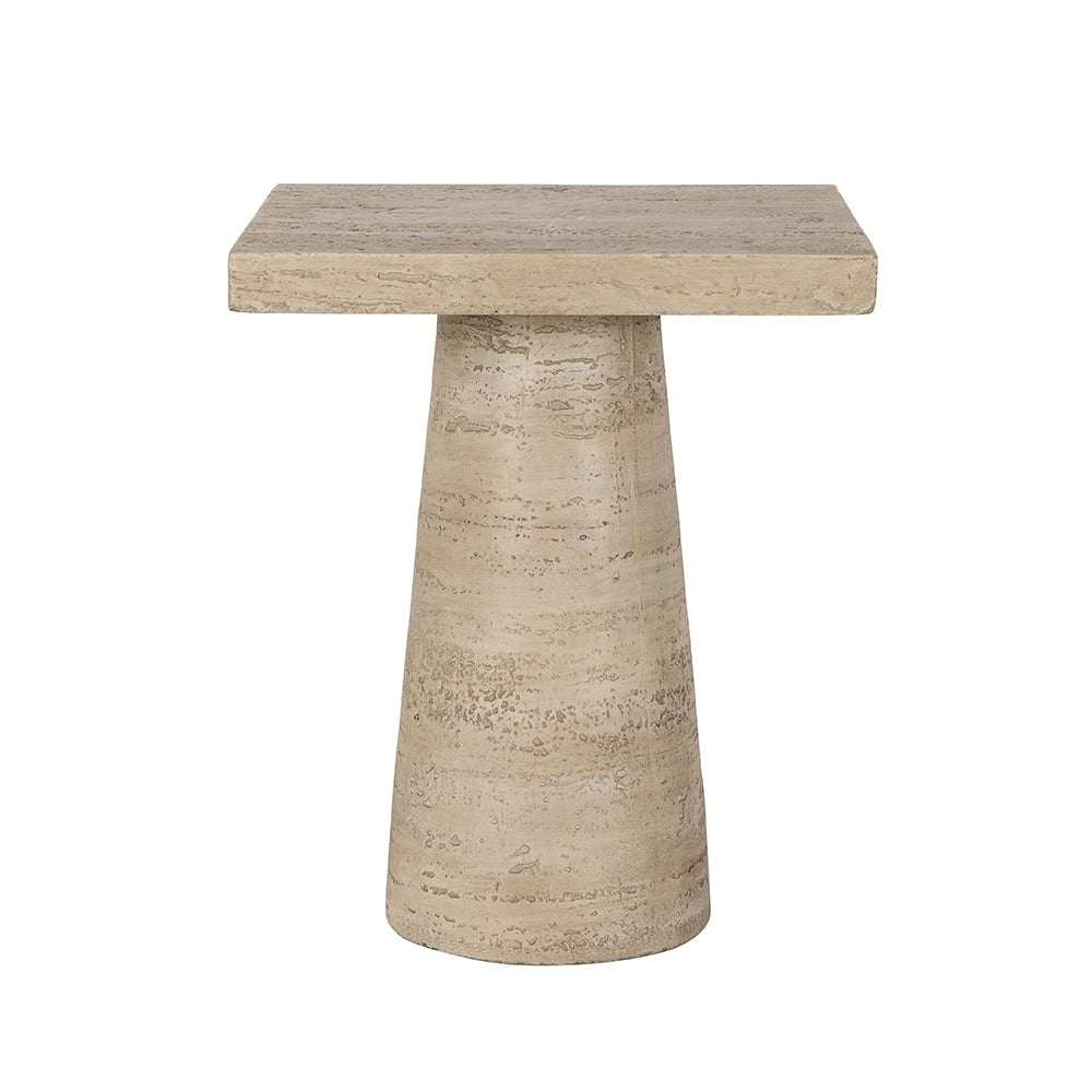 Cream Square Side Table with Pedestal Base 20x20x24"