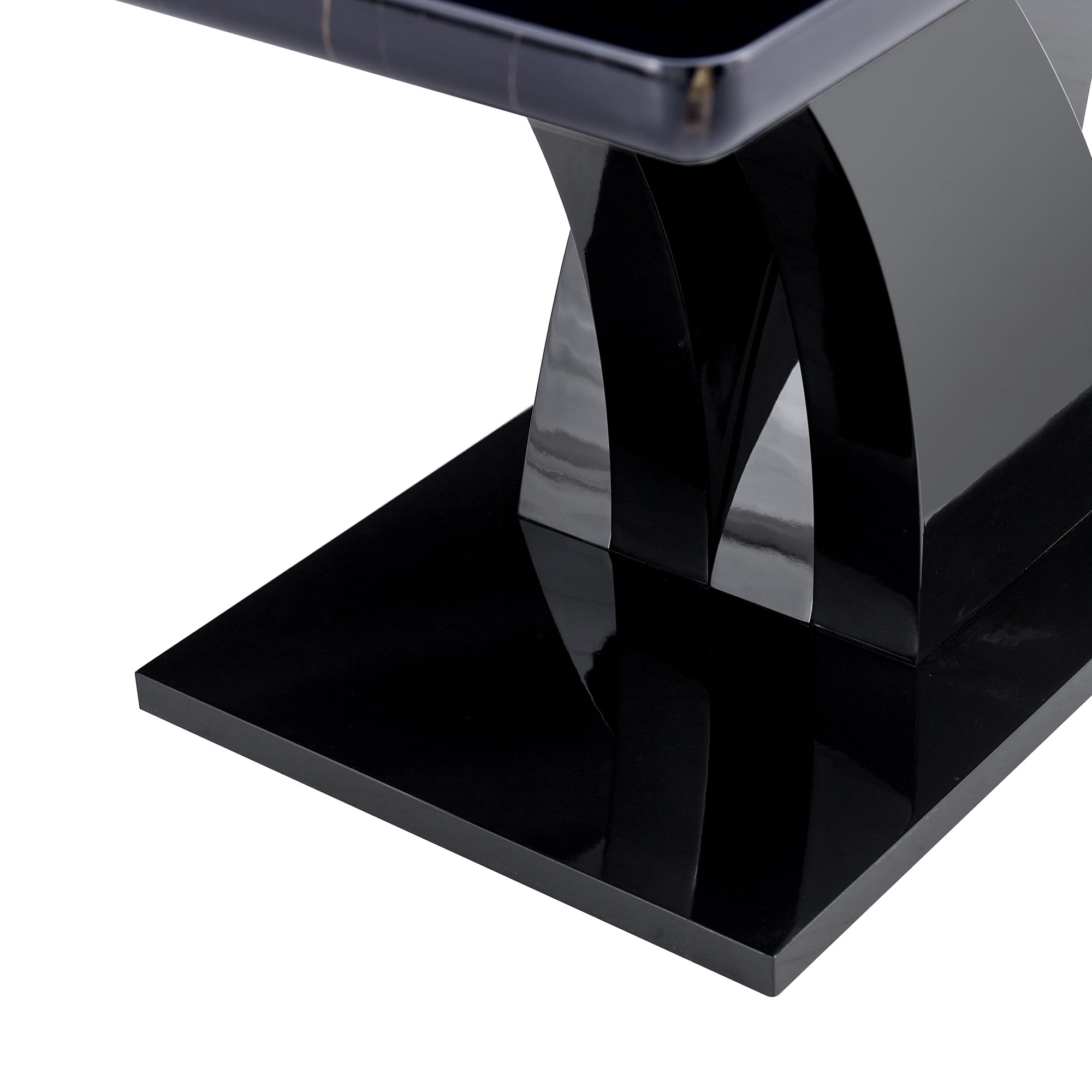 Modern Dining Table, Black Desktop and Black MDF Leg