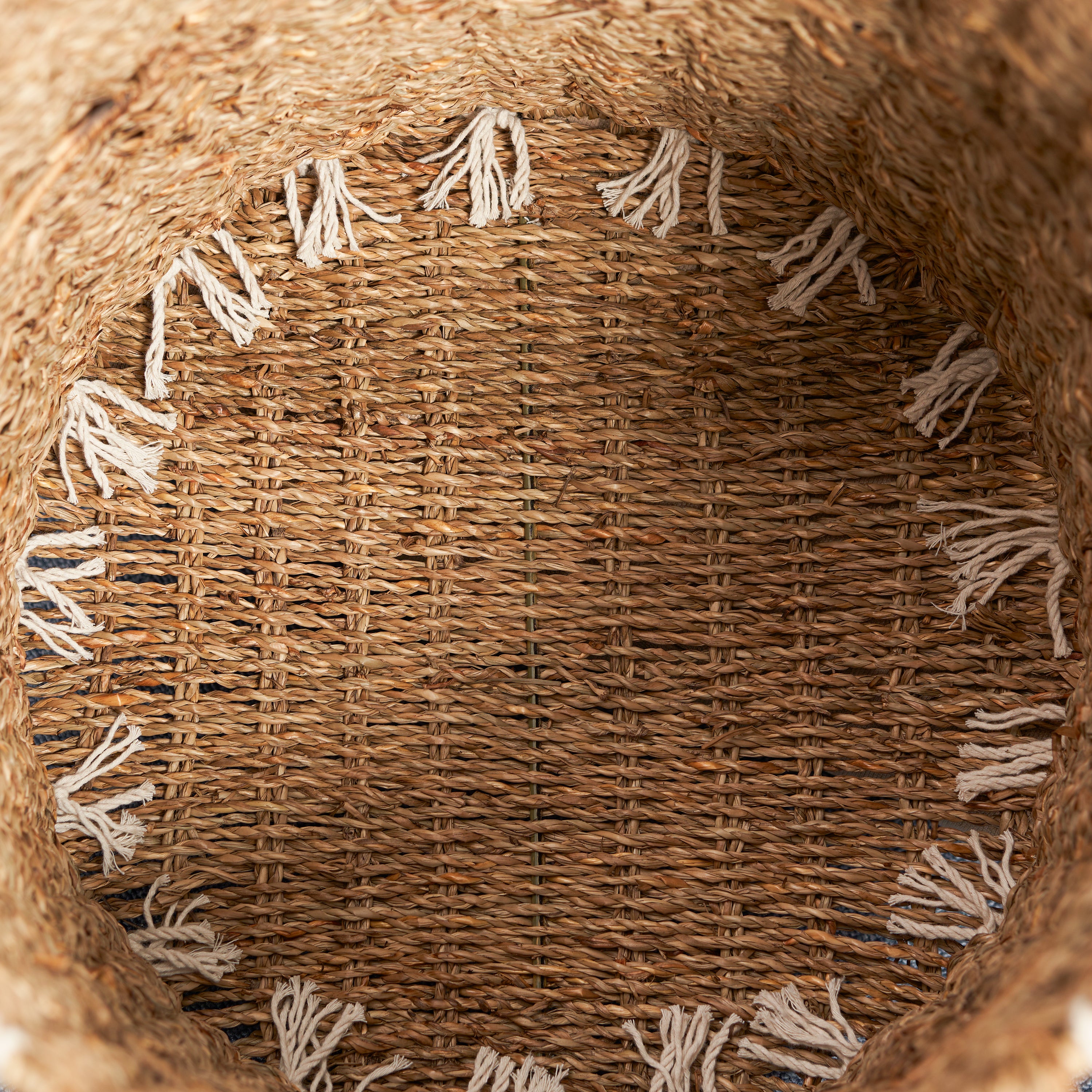 Round Water Hyacinth Woven Laundry Basket with Handles - 15" x 15" x 18.5" - Natural Brown