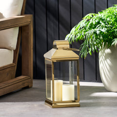 Elegant Stainless Steel Lantern Gold 16"H