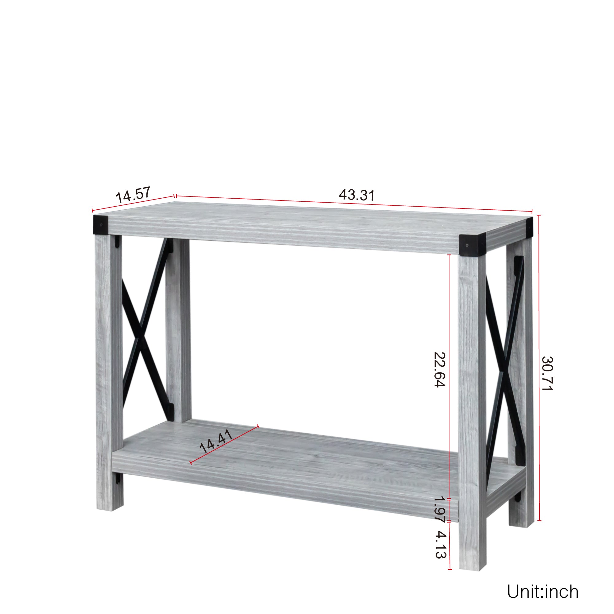 43.3" Console Table - Plaid Grey Oak
