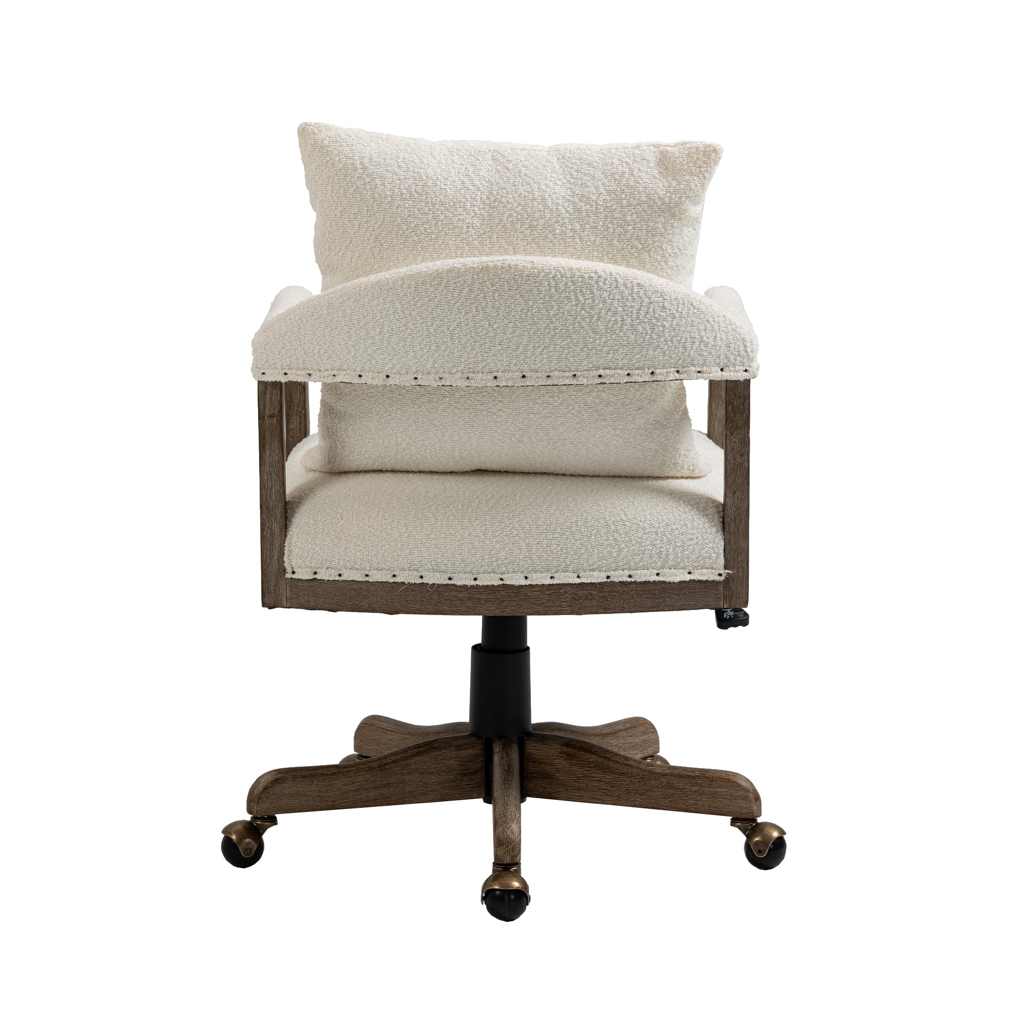 Office Chair Adjustable Swivel Chair Fabric Seat Home Study Chair - Beige