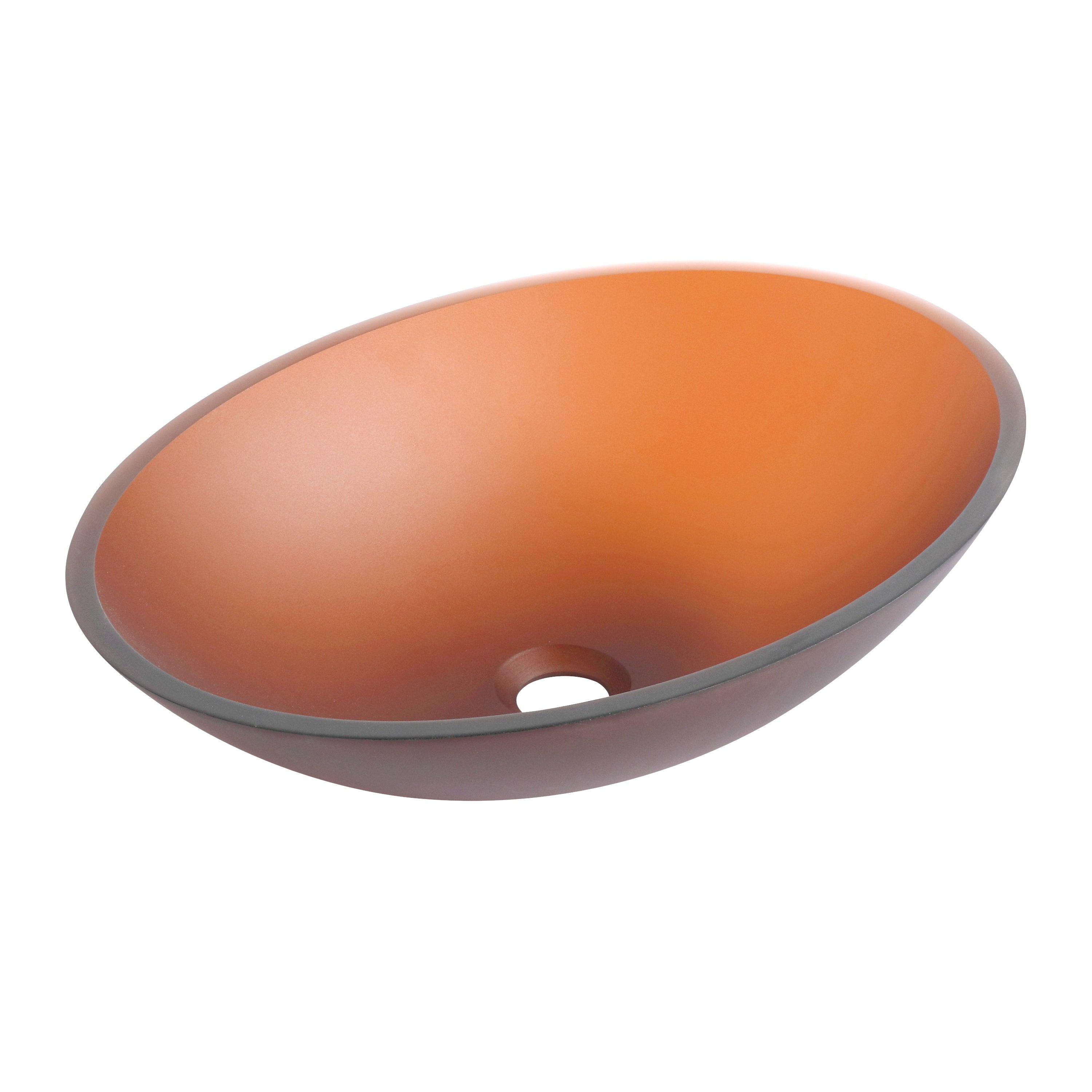 Tempered Glass Matte Bathroom Vessel Sink, Oval Bathroom Basin Matt Tea
