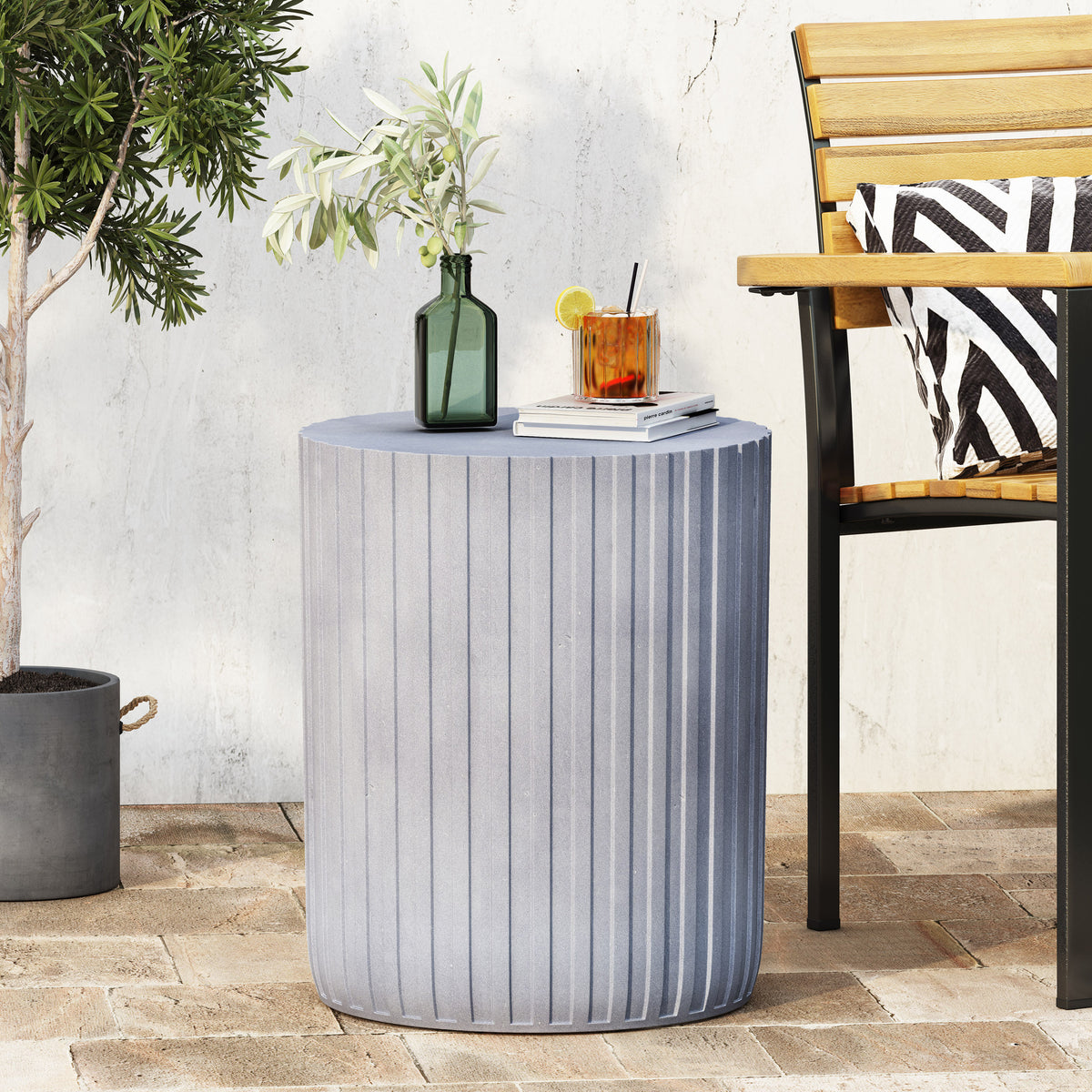 Lightweight Concrete Side Table - Indoor or outdoor - Light Blue
