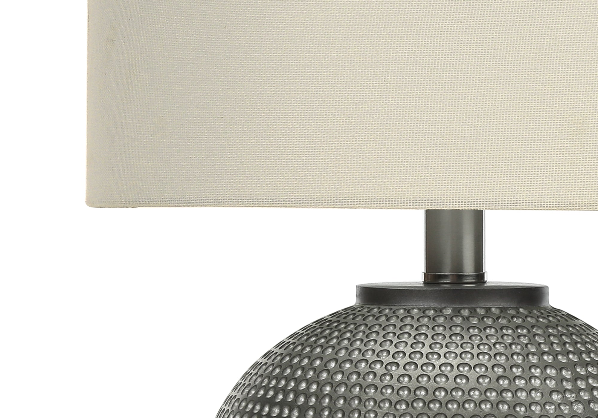 19"H Table Lamp, Grey Resin, Ivory / Cream Shade, Modern