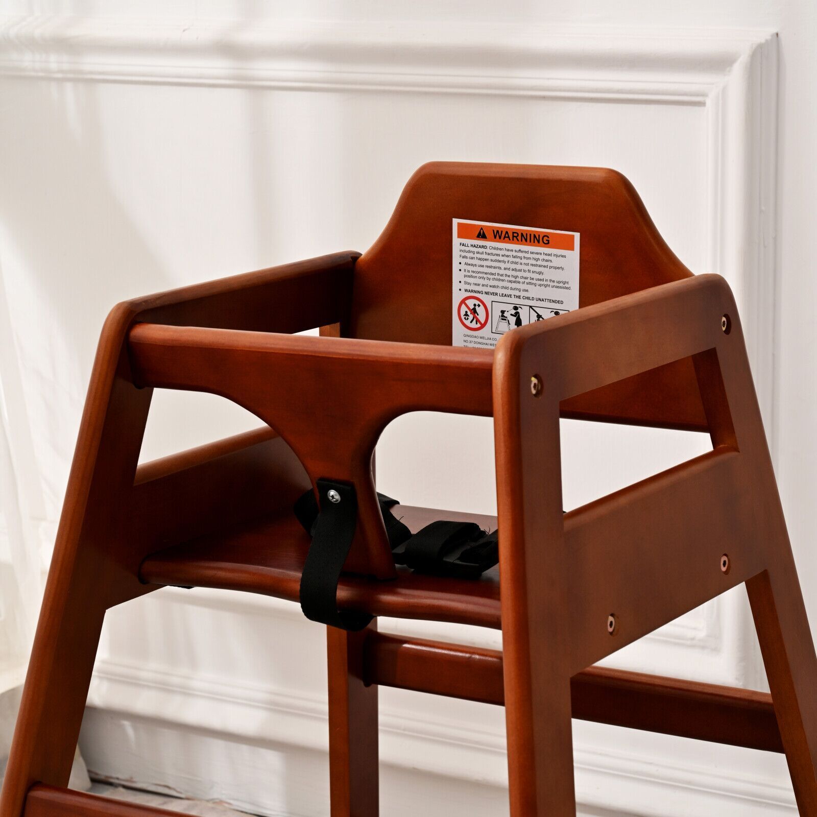 Wooden Double Solid Wood Feeding Baby Chair - Walnut Finish