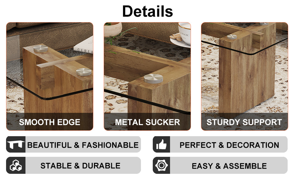 Modern Minimalist Transparent Tempered Glass Coffee Table and Dining Table