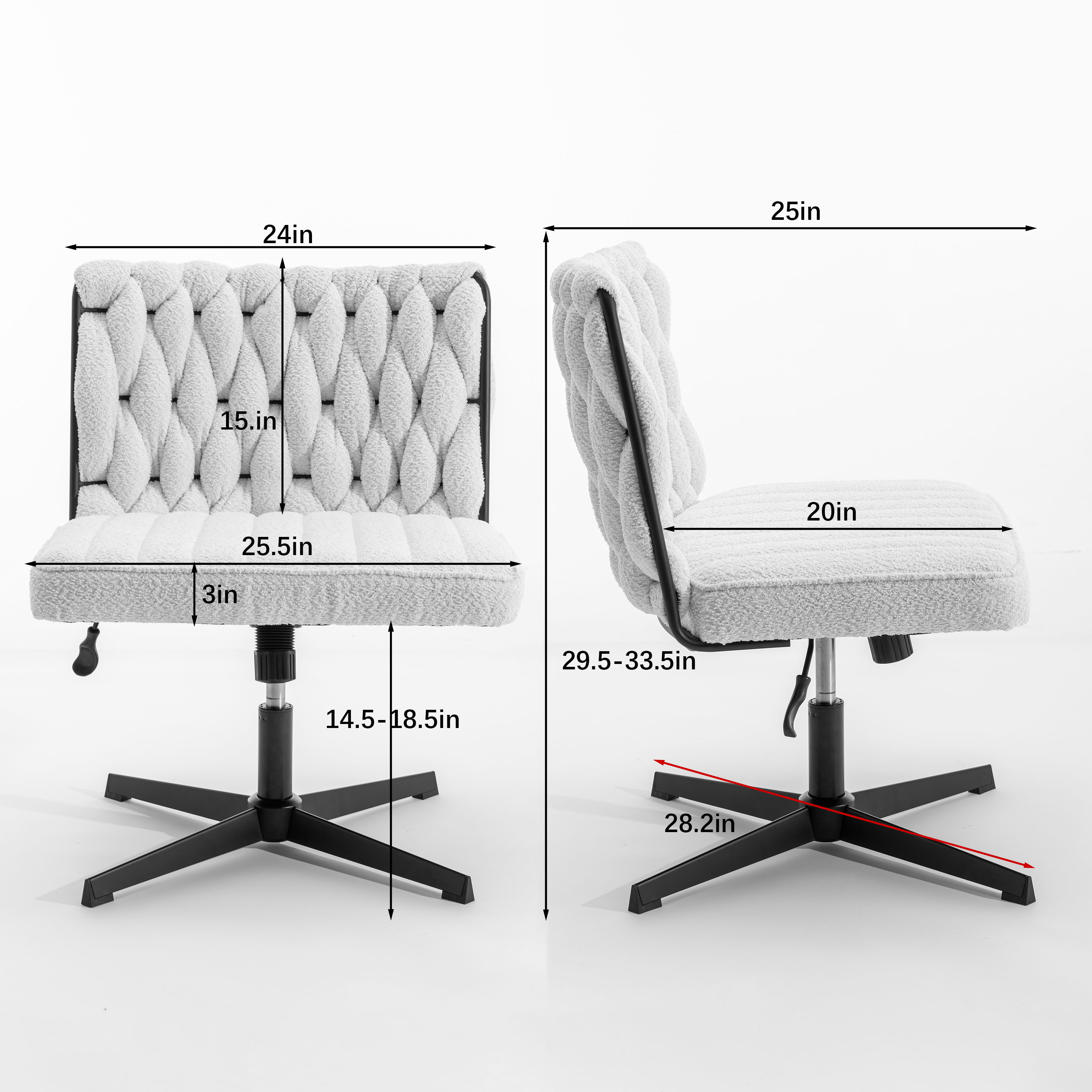 Armless Office Desk Chair No Wheels, Blue