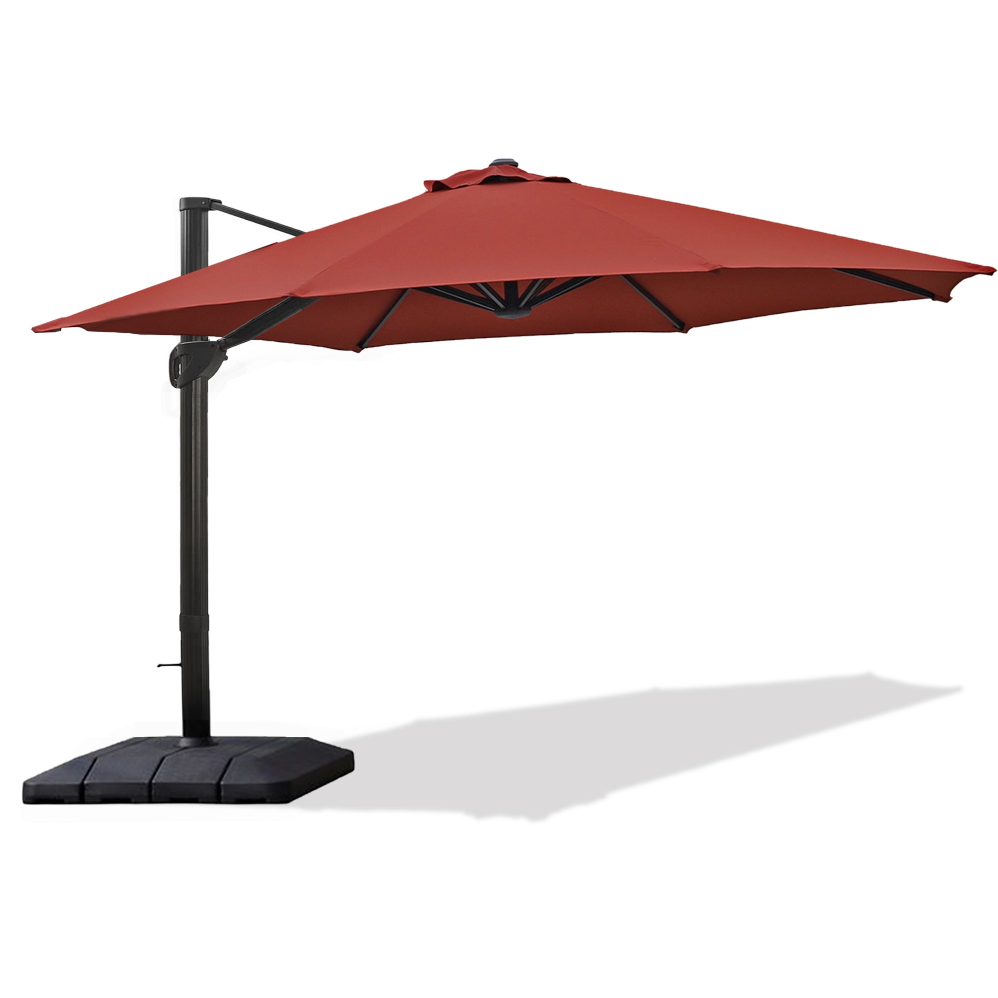 Patio Cantilever Umbrella with Weight Base for Deck, Pool and Backyard - Red